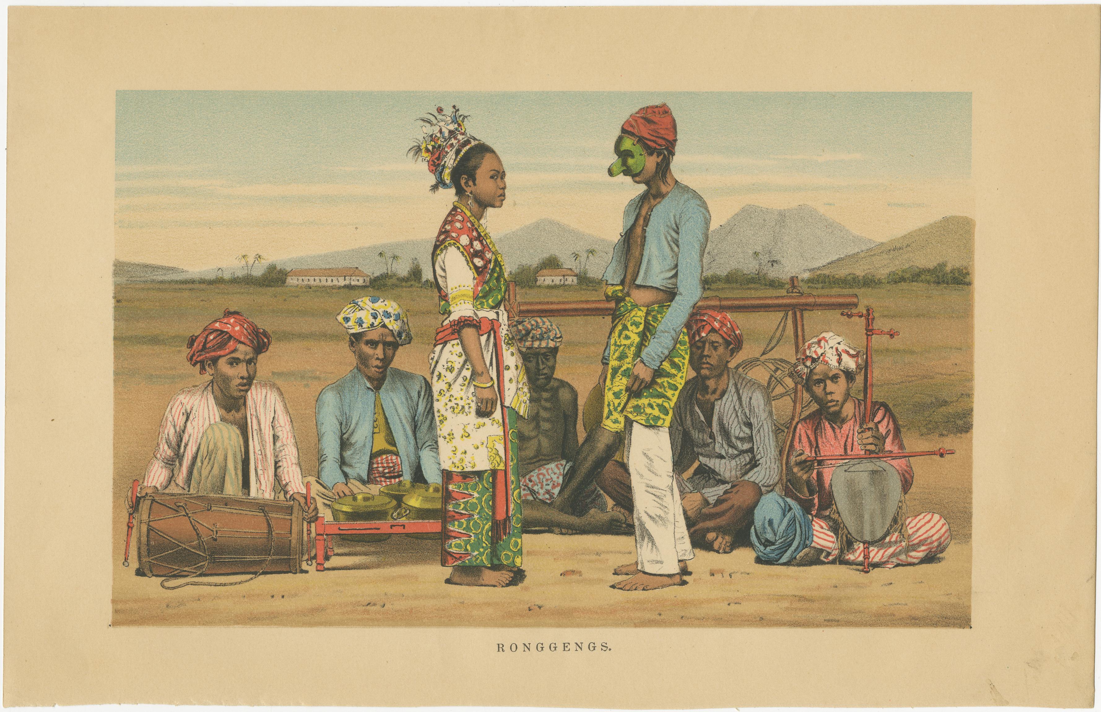 Dutch Antique Javanese Costume & Dance Prints – Bedajas and Ronggeng – c.1860 For Sale