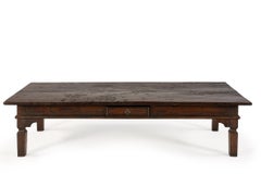 Antique Javanese Dark Brown Teak Coffee Table from the Indonesian Cigar Industry