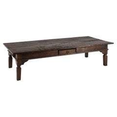 Antique Javanese Dark Brown Teak Coffee Table from the Indonesian Cigar Industry