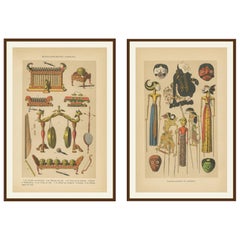 Antique Javanese Prints – Gamelan Instruments & Wayang Puppets – c.1860