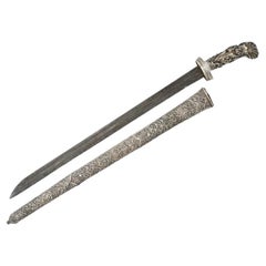 Antique Javanese Silver Pedang Lurus Straight Sword