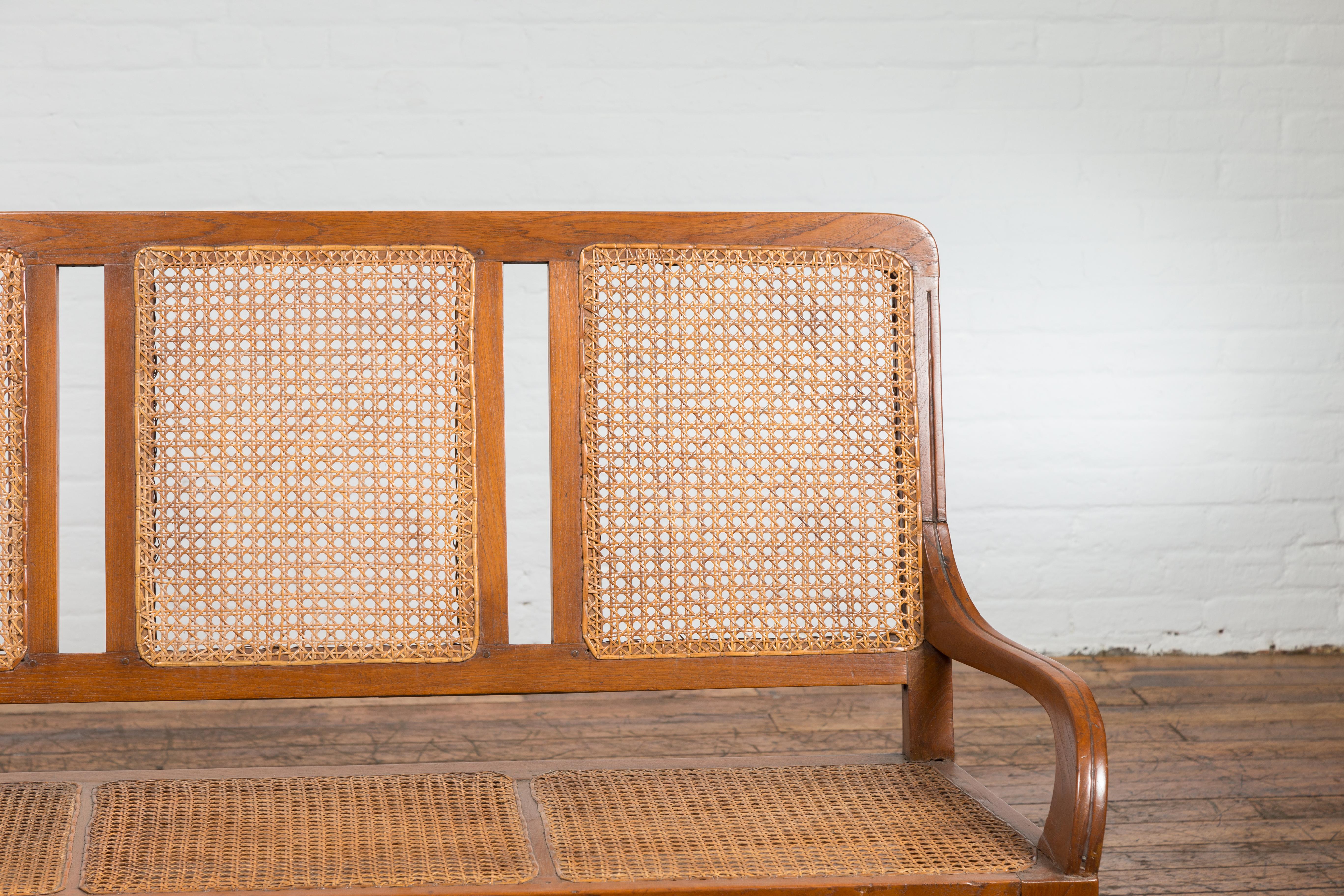 20th Century Woven Rattan Antique Settee For Sale