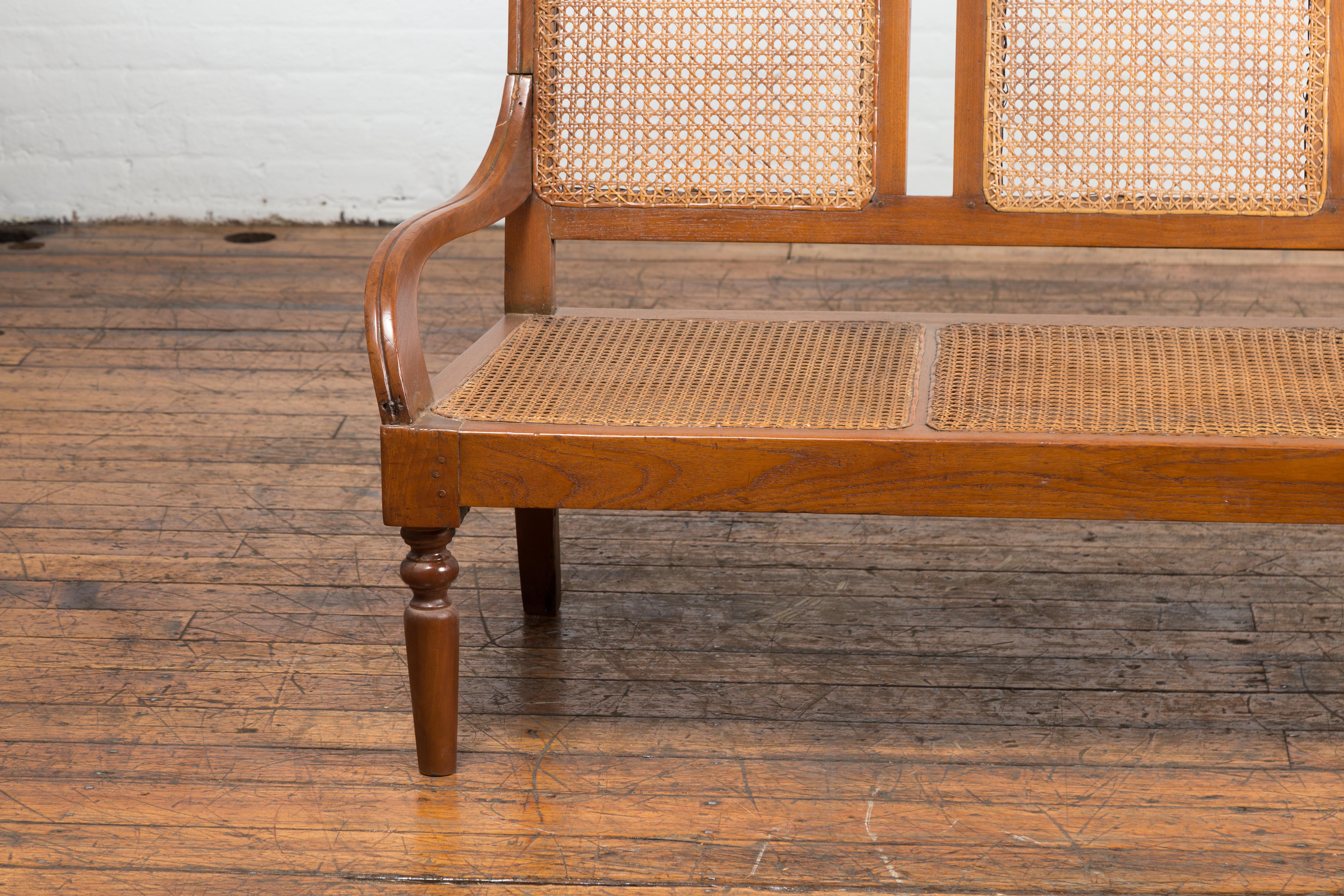 Woven Rattan Antique Settee For Sale 1