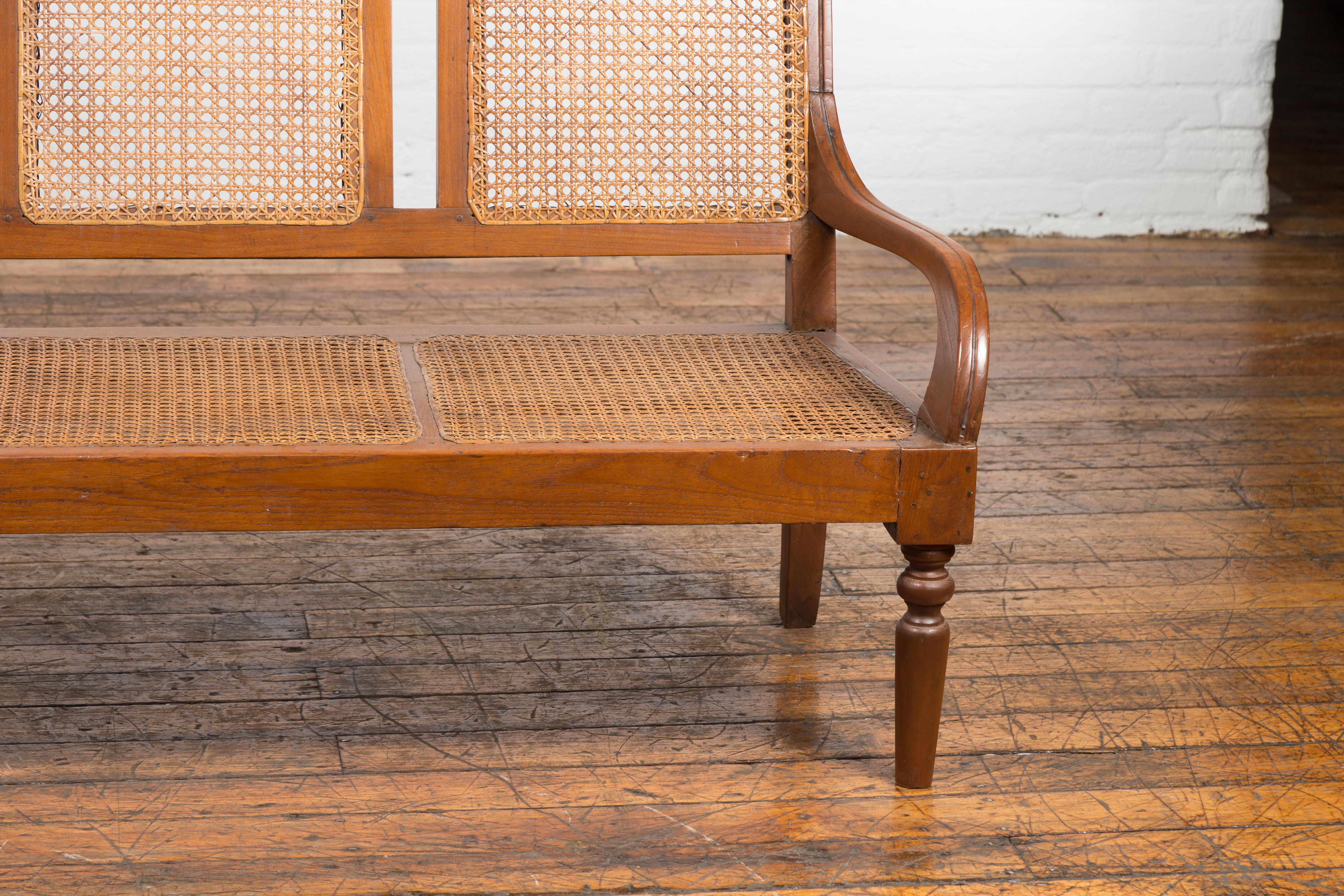 Woven Rattan Antique Settee For Sale 2