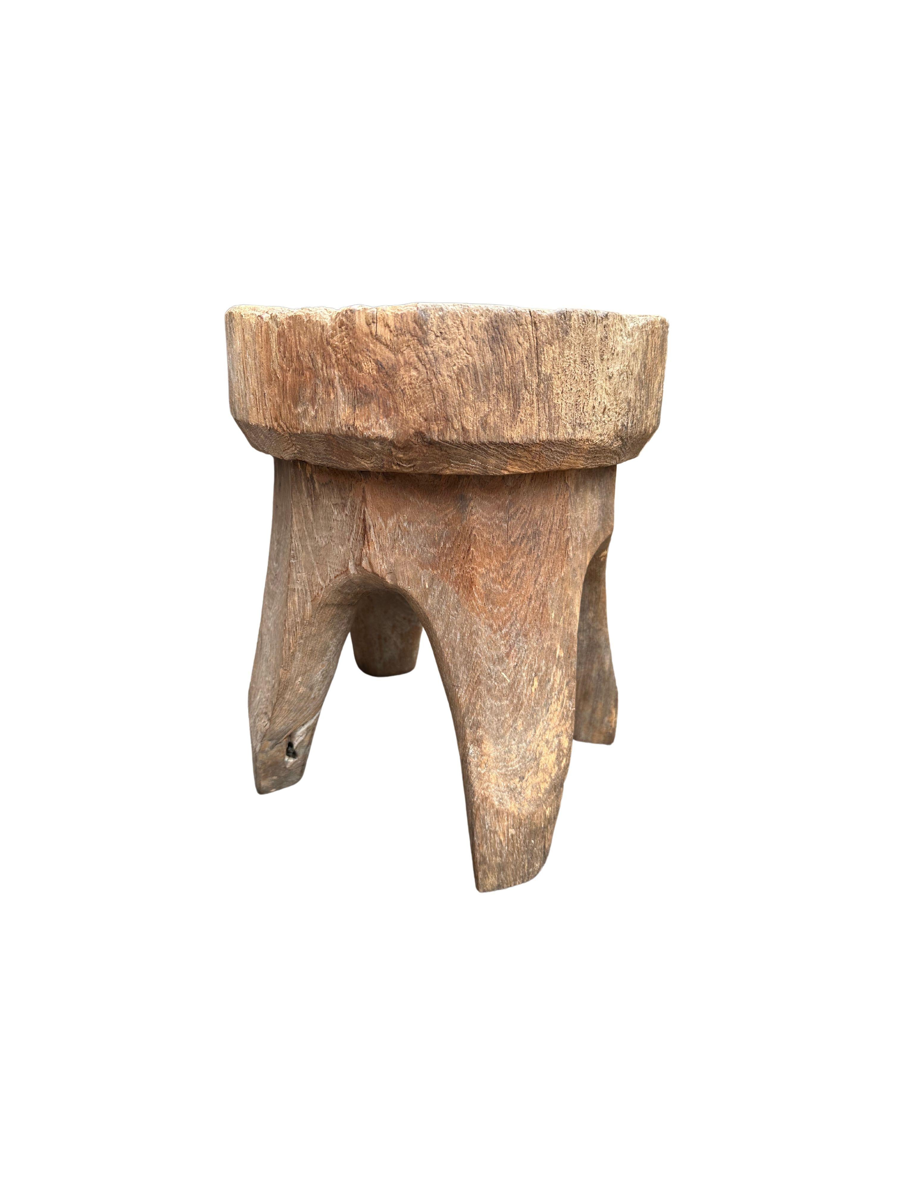 Hand-Crafted Antique Javanese Teak Wood Stool