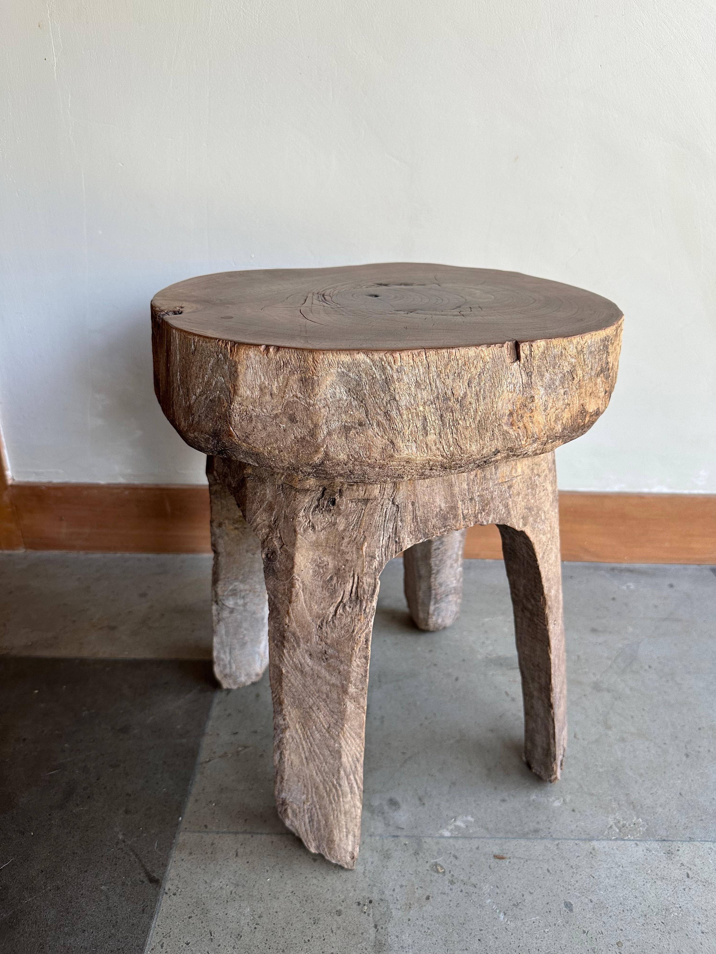 Hand-Crafted Antique Javanese Teak Wood Stool For Sale