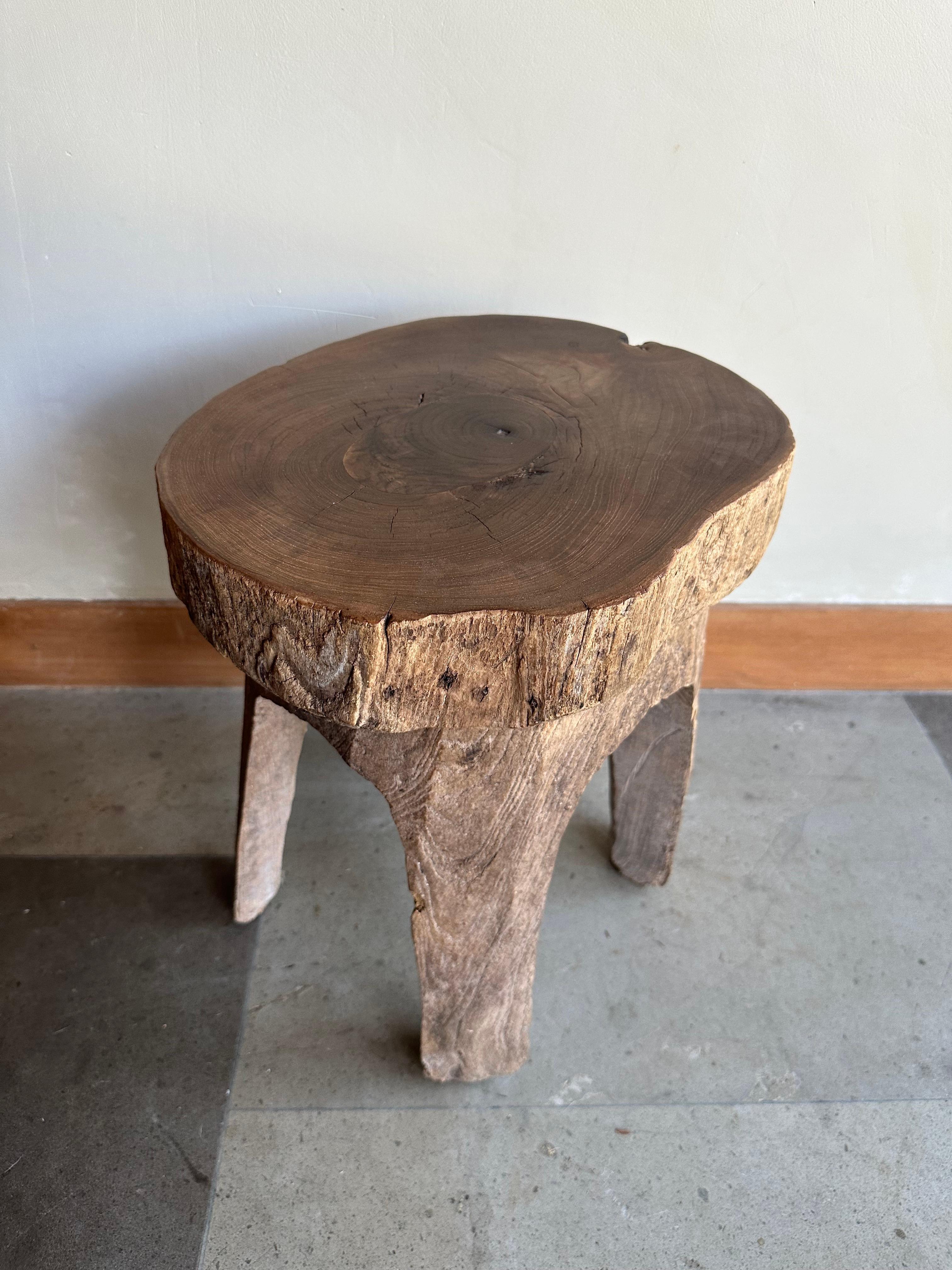 20th Century Antique Javanese Teak Wood Stool For Sale