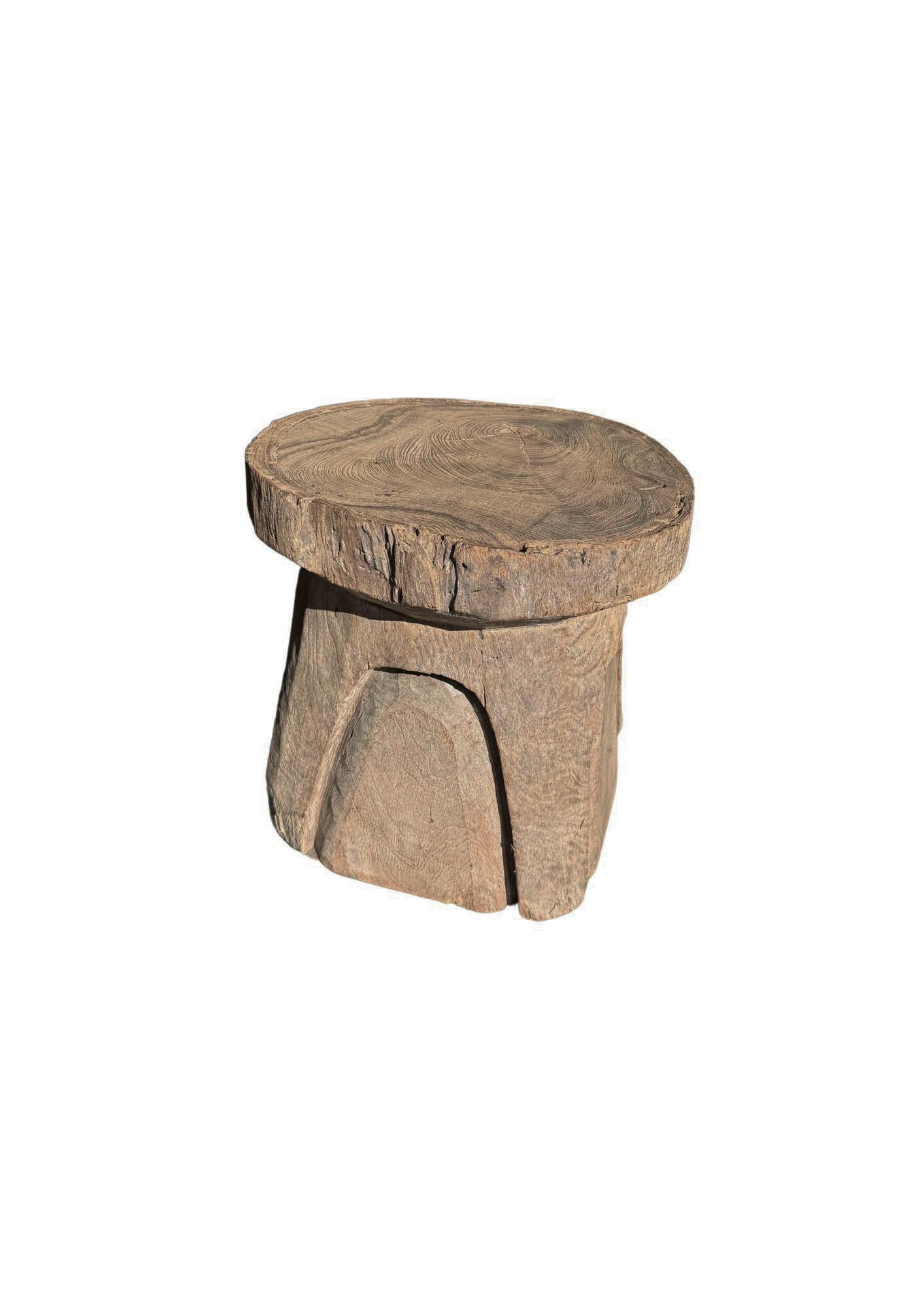 Antique Javanese Teak Wood Stool / Side Table with Wondeful Patina c. 1900 For Sale 3