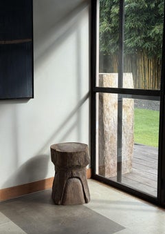 Antiquité - Tabouret / Table d'appoint en bois de teck javanais avec merveilleuse Patina c. 1900