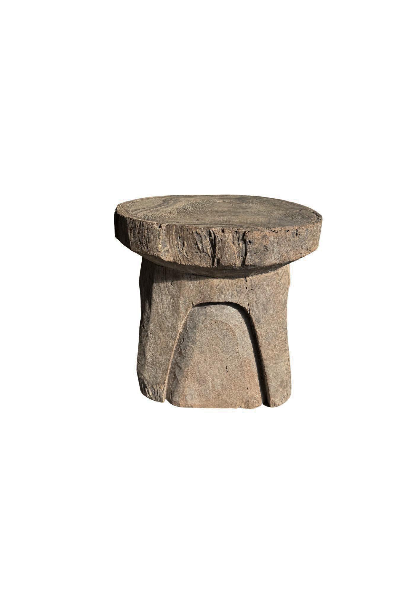 Indonesian Antique Javanese Teak Wood Stool / Side Table with Wondeful Patina c. 1900 For Sale