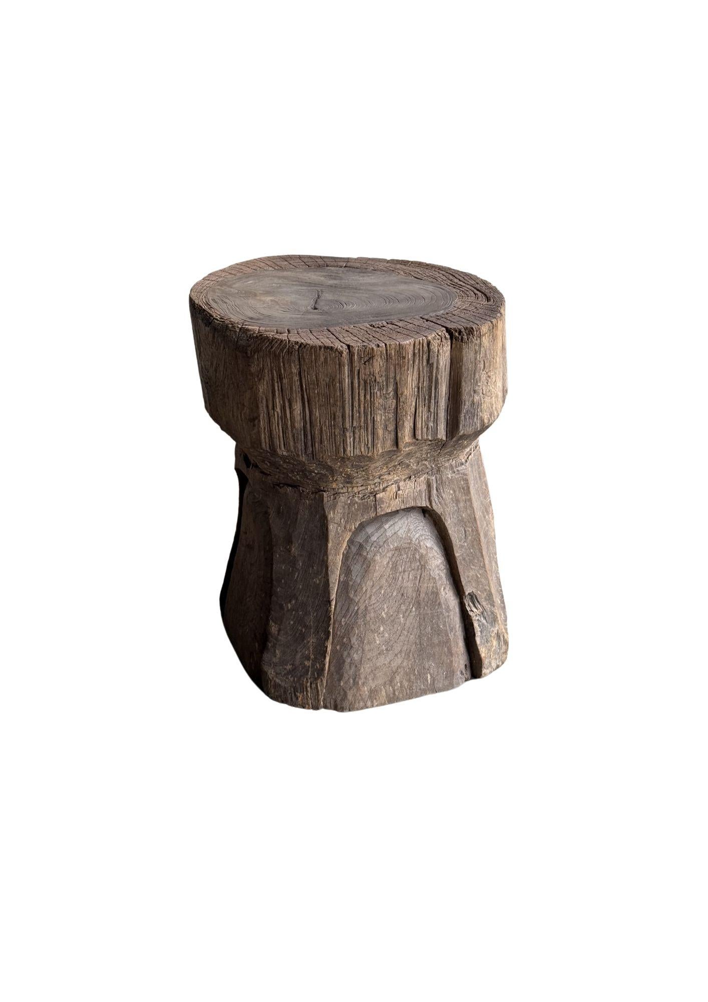Indonesian Antique Javanese Teak Wood Stool / Side Table with Wondeful Patina c. 1900 For Sale