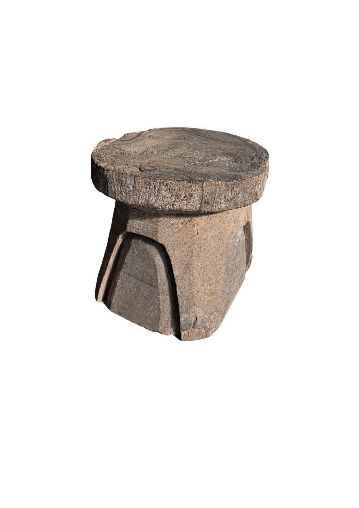 Hand-Crafted Antique Javanese Teak Wood Stool / Side Table with Wondeful Patina c. 1900 For Sale