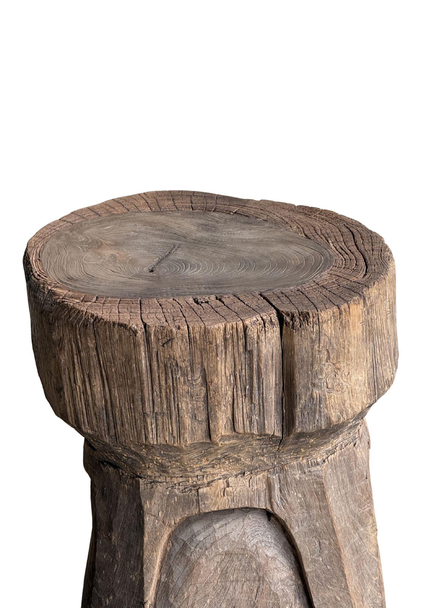 Hand-Crafted Antique Javanese Teak Wood Stool / Side Table with Wondeful Patina c. 1900 For Sale