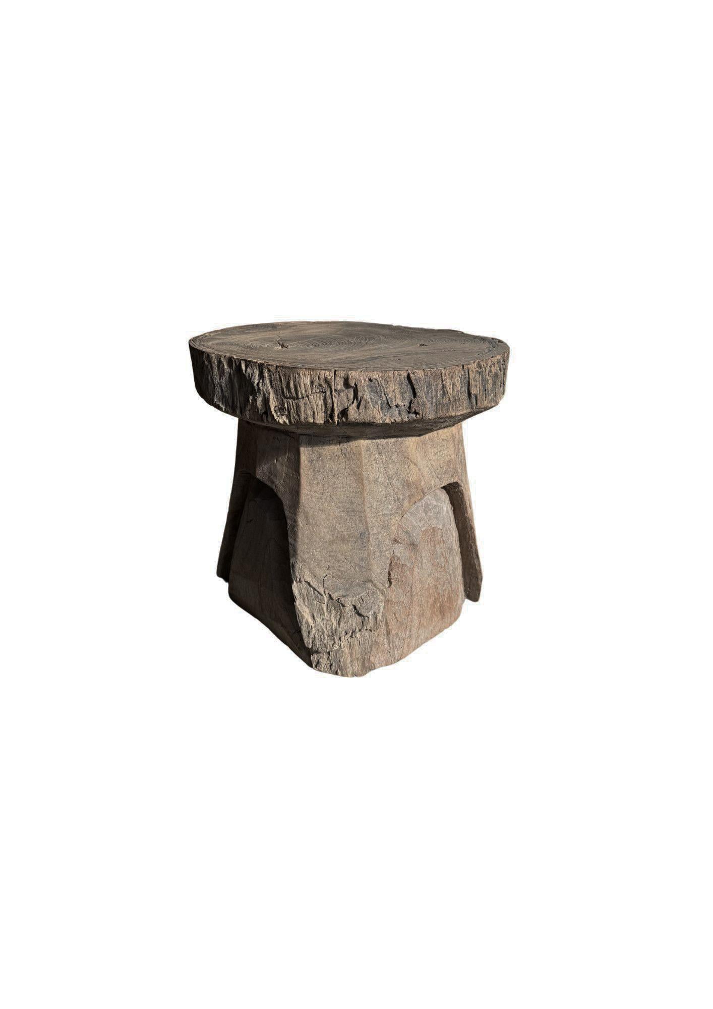 20th Century Antique Javanese Teak Wood Stool / Side Table with Wondeful Patina c. 1900 For Sale