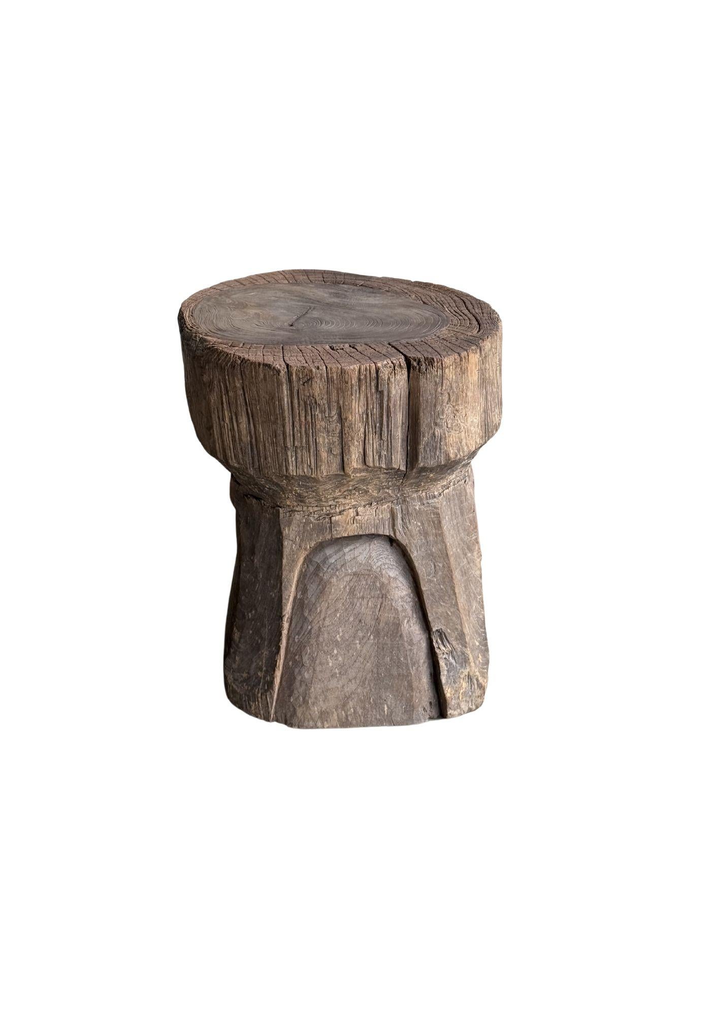 20th Century Antique Javanese Teak Wood Stool / Side Table with Wondeful Patina c. 1900 For Sale
