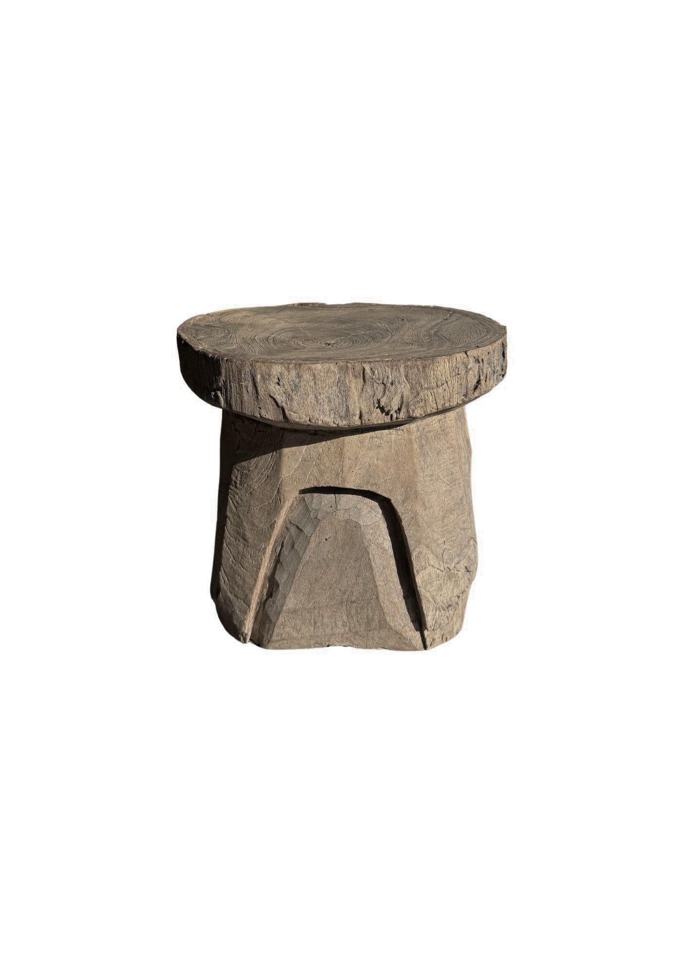 Antique Javanese Teak Wood Stool / Side Table with Wondeful Patina c. 1900 For Sale 1