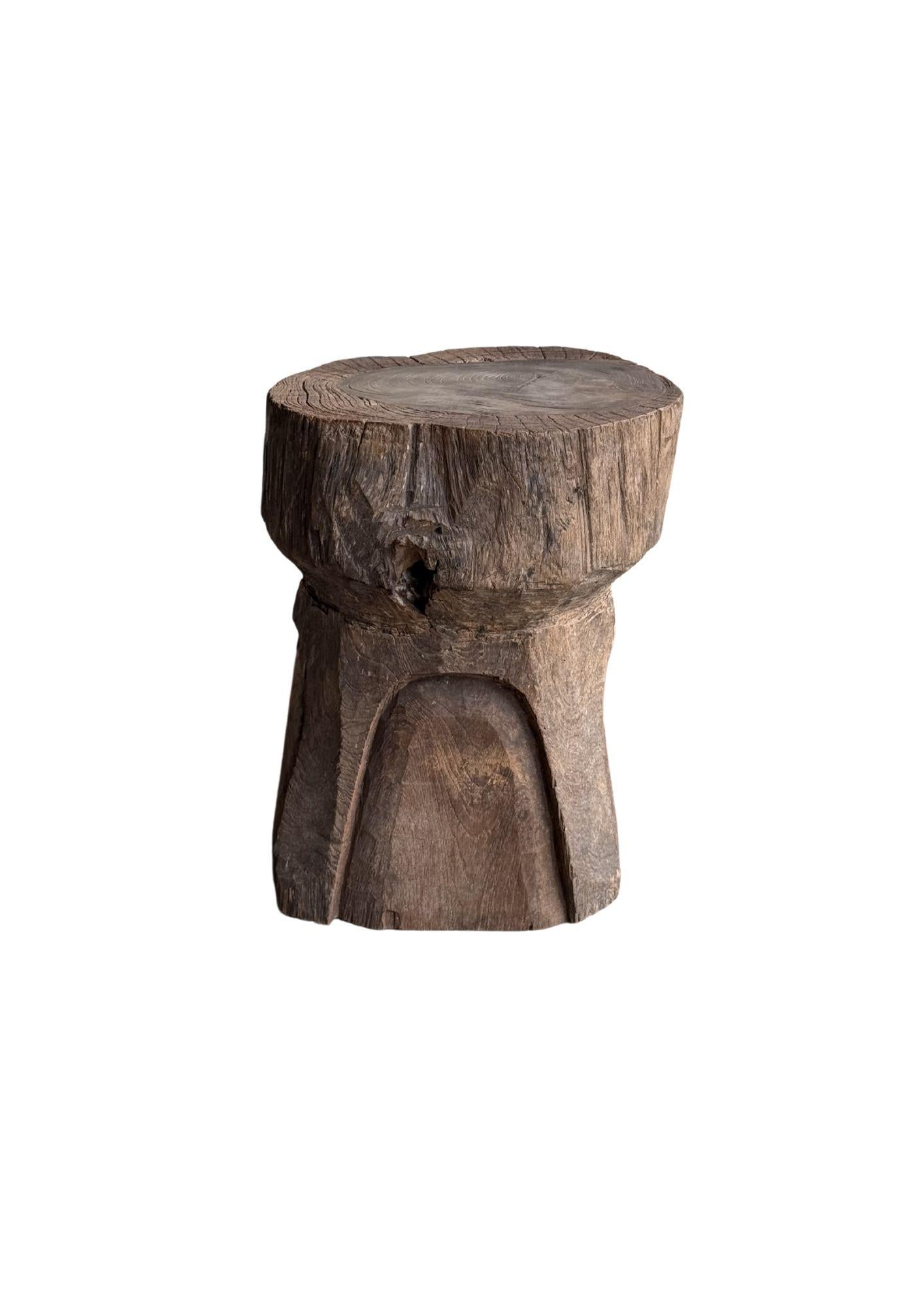 Antique Javanese Teak Wood Stool / Side Table with Wondeful Patina c. 1900 For Sale 1
