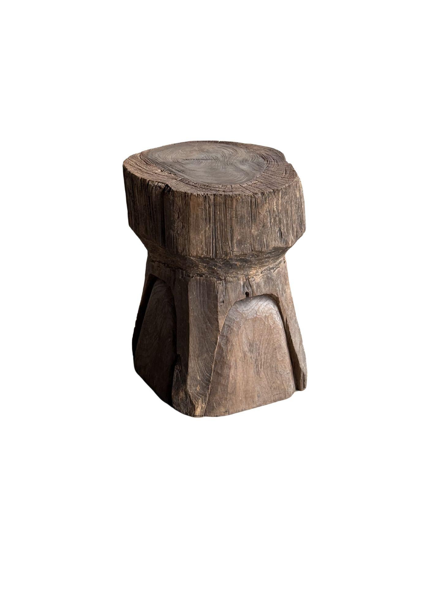 Antique Javanese Teak Wood Stool / Side Table with Wondeful Patina c. 1900 For Sale 2