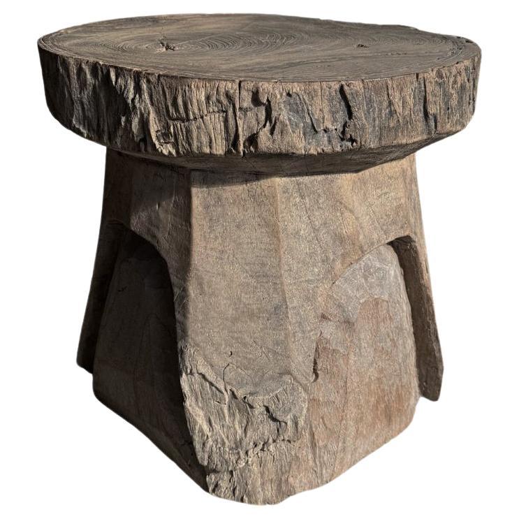 Antiker Javanischer Teakholz-Hocker / Beistelltisch mit herrlicher Patina aus Teakholz, um 1900