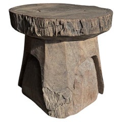 Antiker Javanischer Teakholz-Hocker / Beistelltisch mit herrlicher Patina aus Teakholz, um 1900