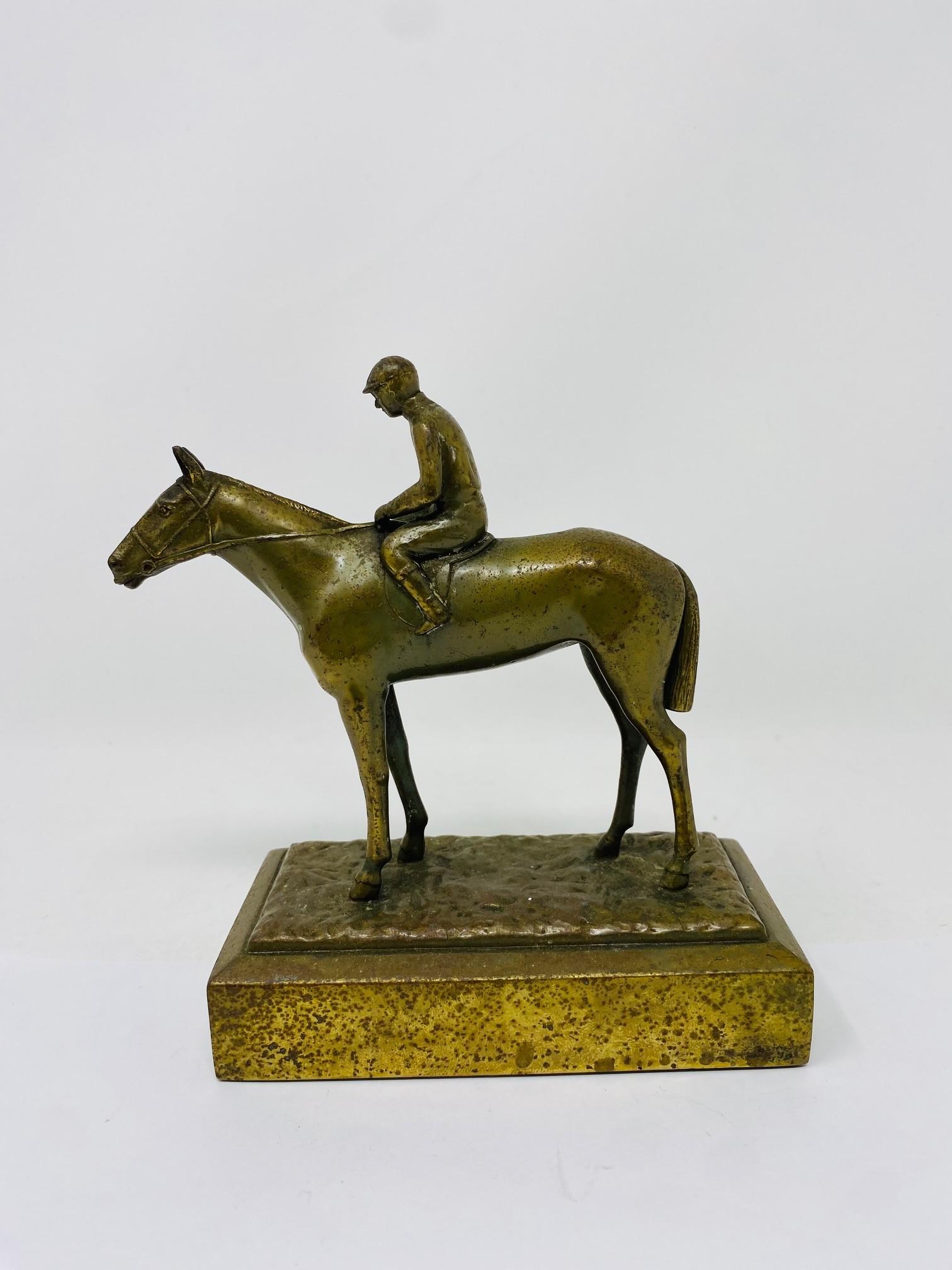 Antique J.B. Bronze  Jennings Brothers Jockey and Horse Sculpture For Sale 3