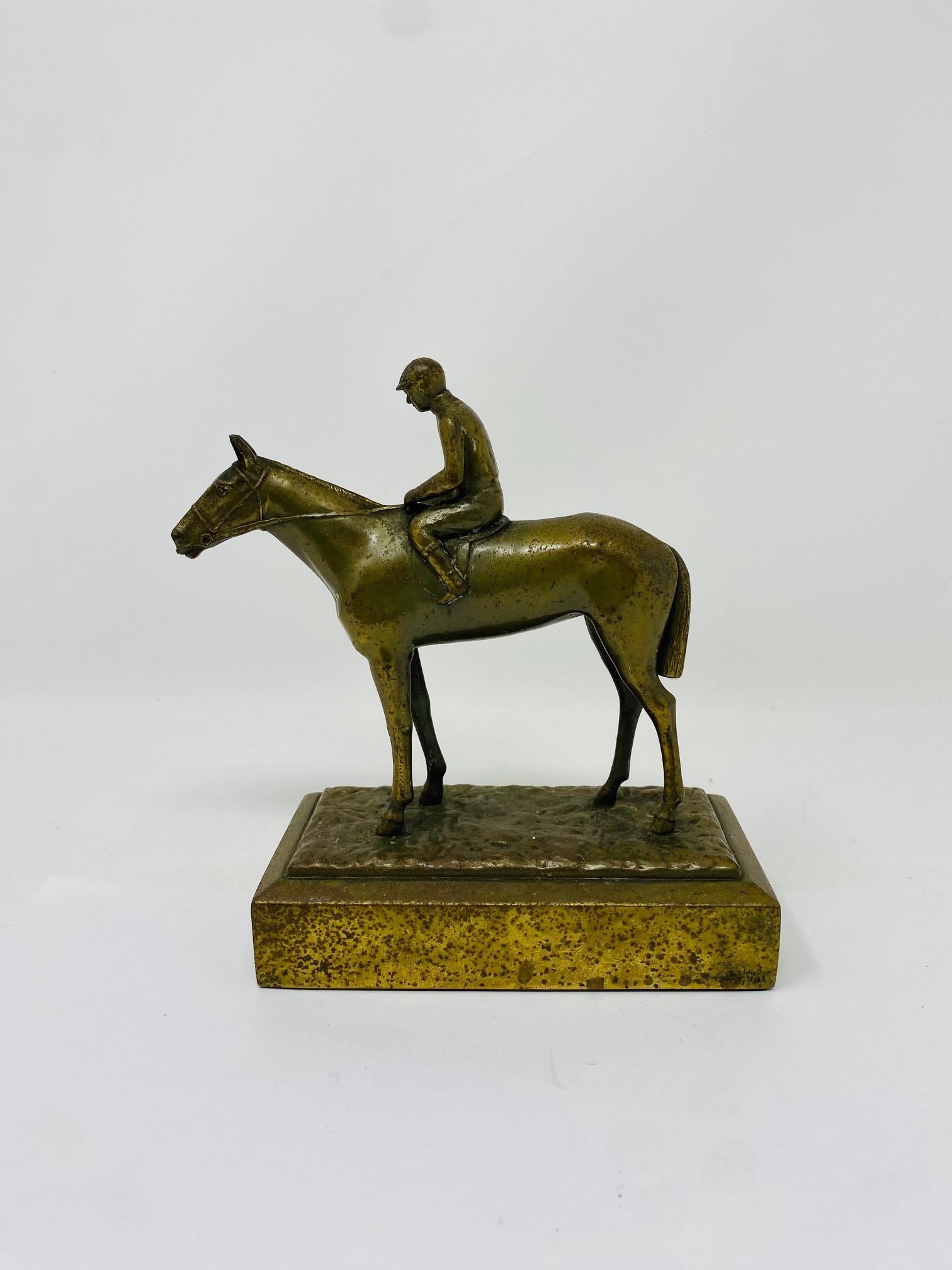 Antique J.B. Bronze  Jennings Brothers Jockey and Horse Sculpture For Sale 4