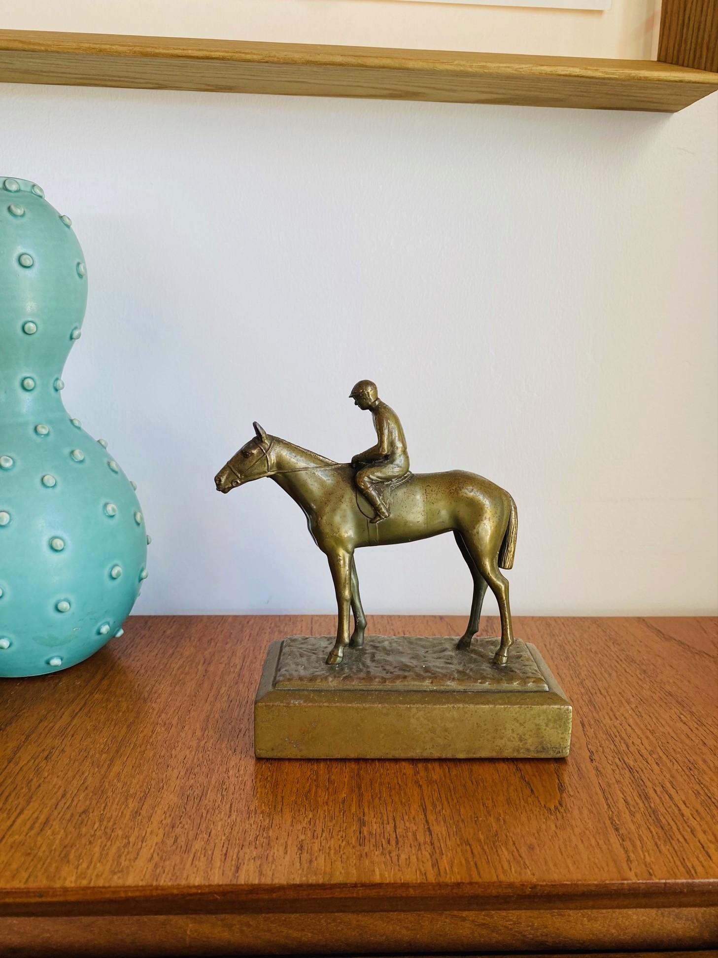 Antike J. B. Bronze  Jennings Brothers Jockey und Pferd Skulptur im Angebot 1