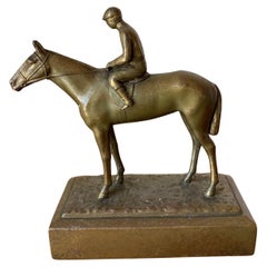 Antike J. B. Bronze  Jennings Brothers Jockey und Pferd Skulptur