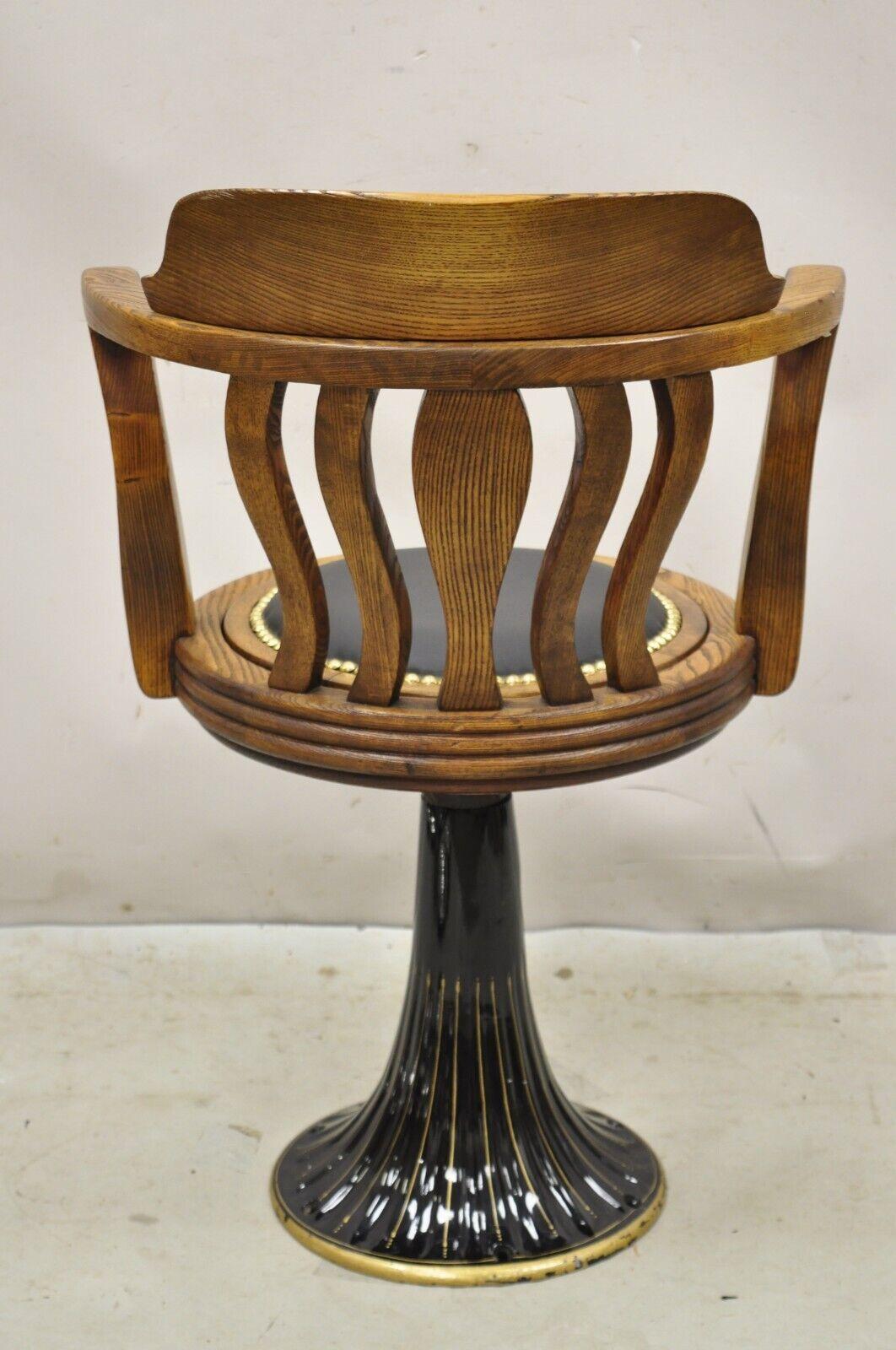 Antique JB Van Sciver Oak Wood Swivel Ship Captains Courthouse Chair For Sale 6