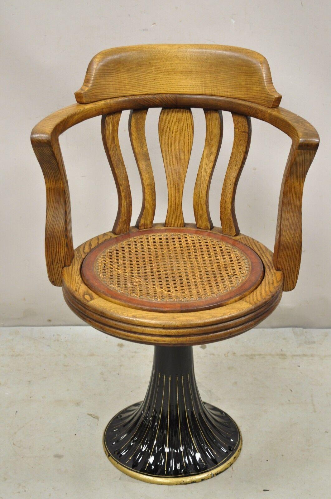 Antique JB Van Sciver Oak Wood Swivel Ship Captains Courthouse Chair For Sale 8