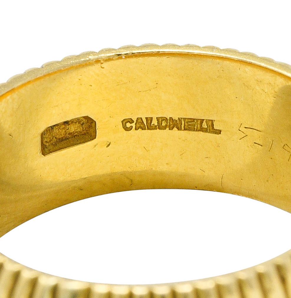 Women's or Men's Antique J.E. Caldwell 18 Karat Gold Ribbed Band Ring Circa 1905