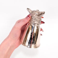 Antique J.E. Caldwell Sterling Silver Cup Hunting Fox Head Stirrup Cup