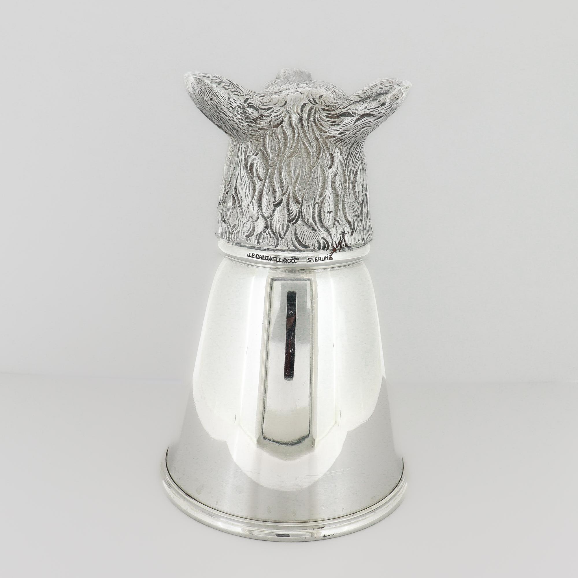 Antico J.E. Coppa Caldwell in argento sterling per la caccia con la testa di volpe in vendita 2