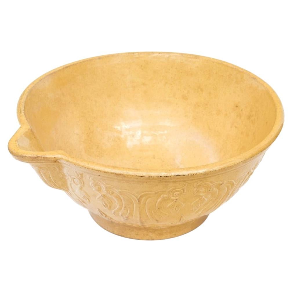 Antique J.E. Jeffords & Co. Yellow Glazed Ceramic Bowl With Spout