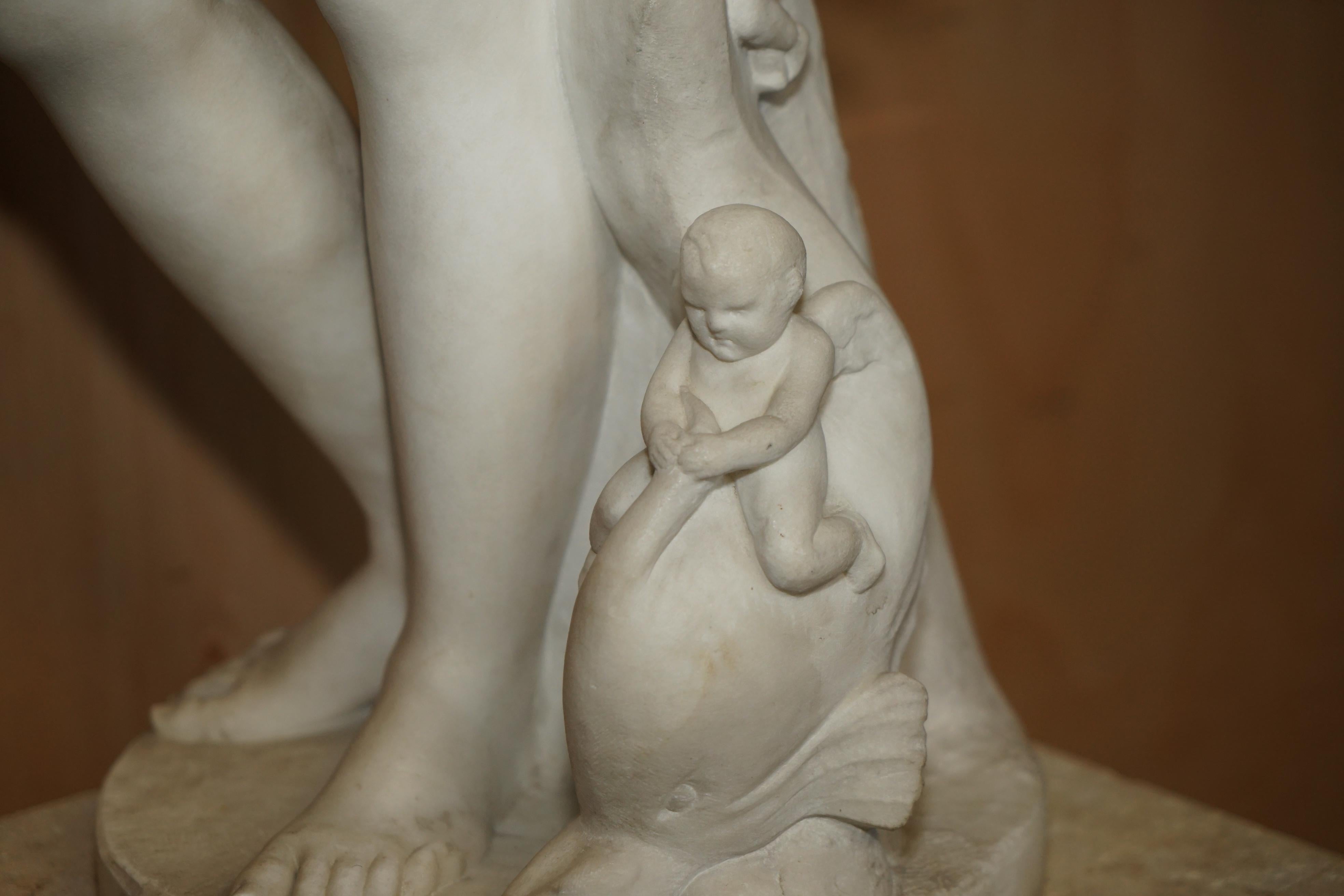 ANTIQUE JEAN- ANTOINE HOUDON SiGNED LARGE VENUS DE MILO MARBLE STATUE ON PLINTH For Sale 2