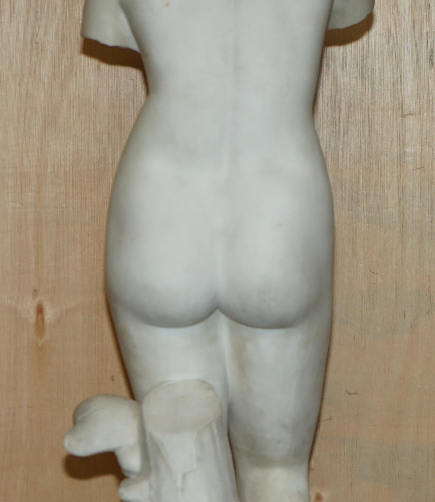 ANTIQUE JEAN- ANTOINE HOUDON SiGNED LARGE VENUS DE MILO MARBLE STATUE ON PLINTH For Sale 5