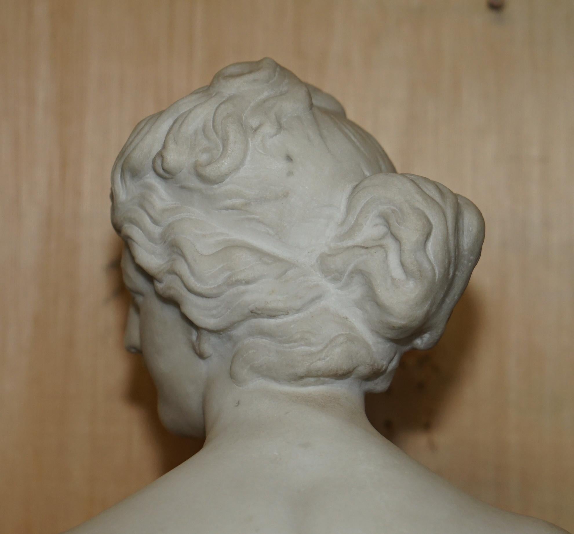 ANTIQUE JEAN- ANTOINE HOUDON SiGNED LARGE VENUS DE MILO MARBLE STATUE ON PLINTH For Sale 6