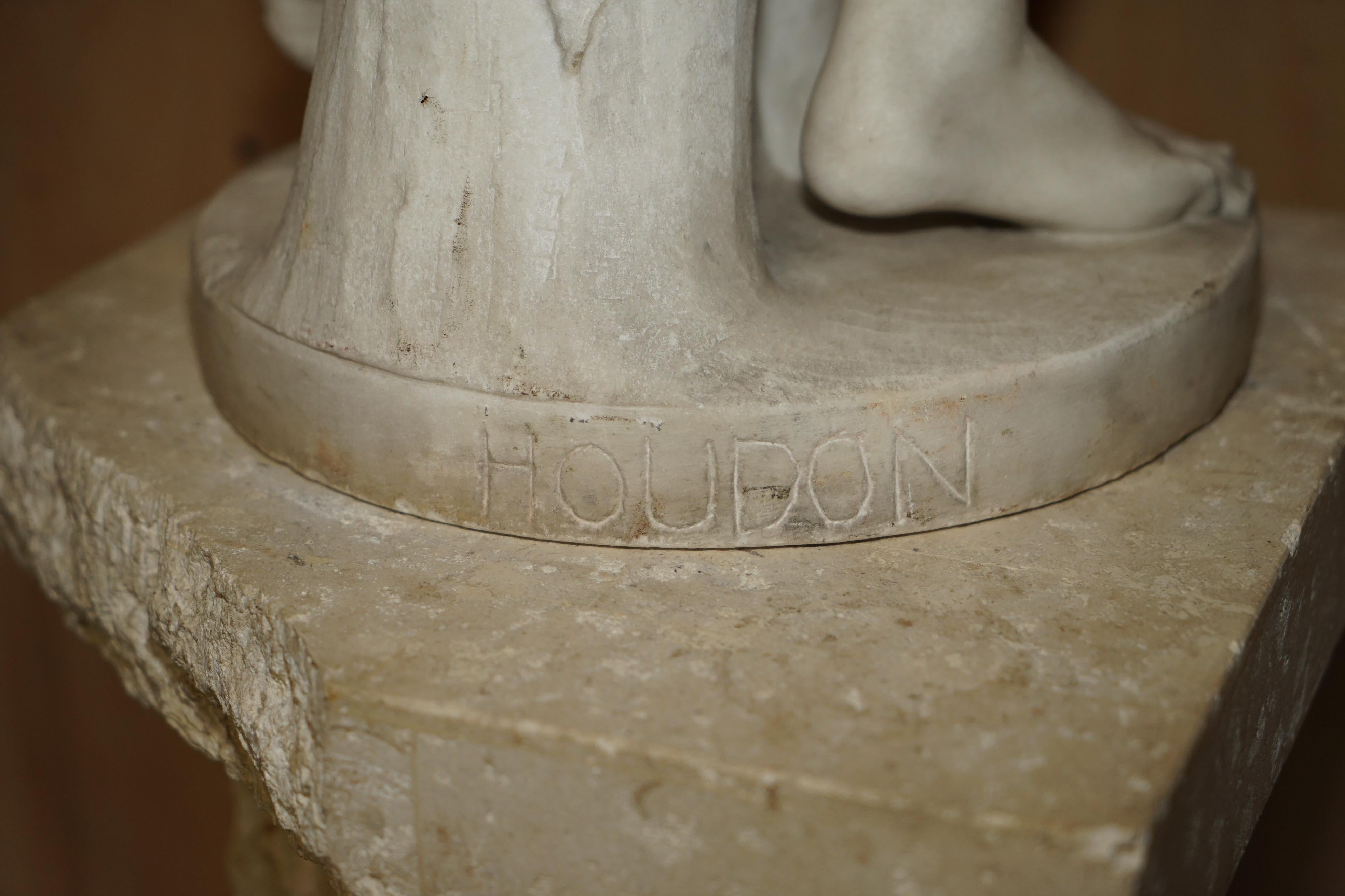 ANTIQUE JEAN- ANTOINE HOUDON SiGNED LARGE VENUS DE MILO MARBLE STATUE ON PLINTH For Sale 7