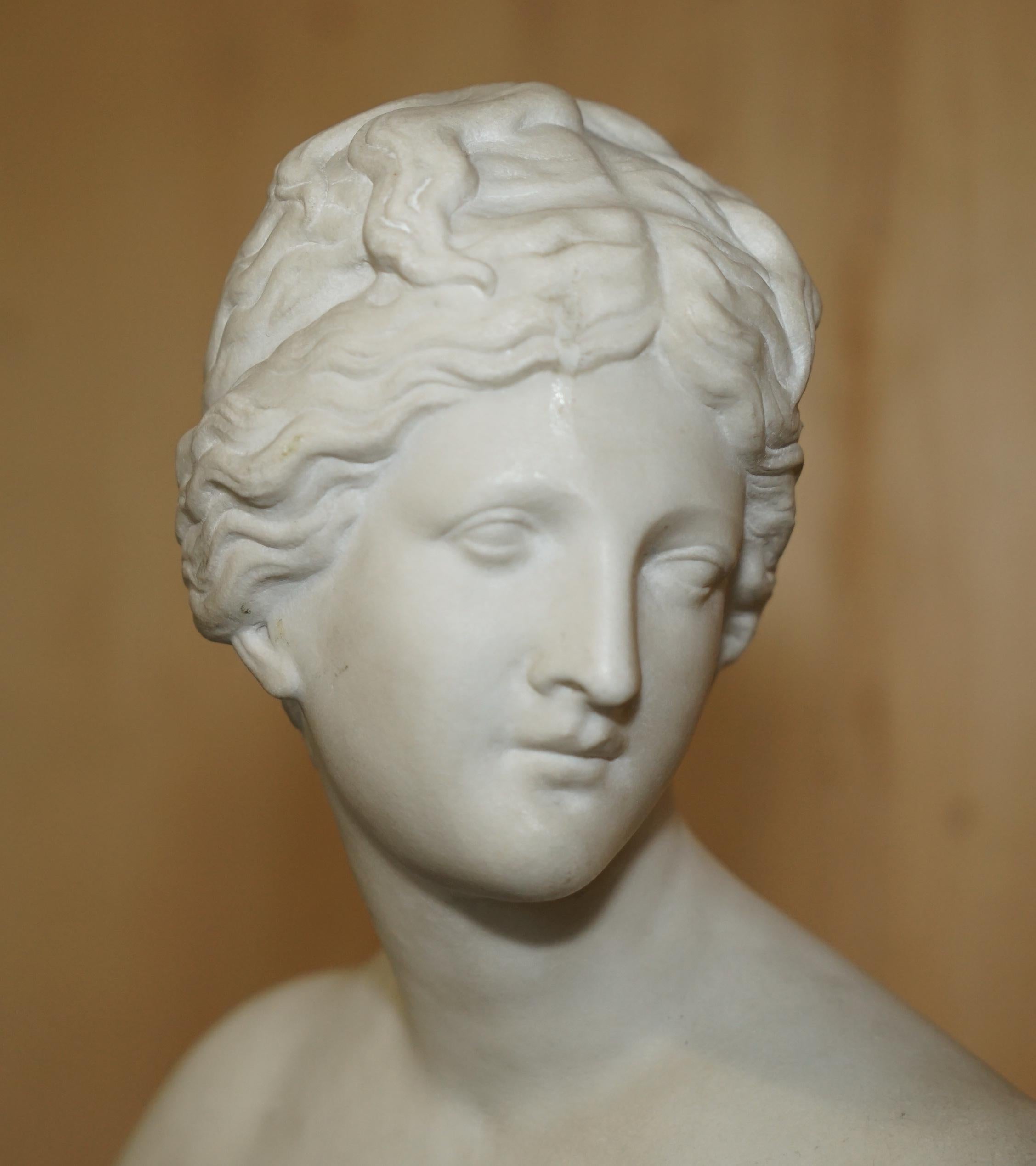 ANTIQUE JEAN- ANTOINE HOUDON SiGNED LARGE VENUS DE MILO MARBLE STATUE ON PLINTH For Sale 9