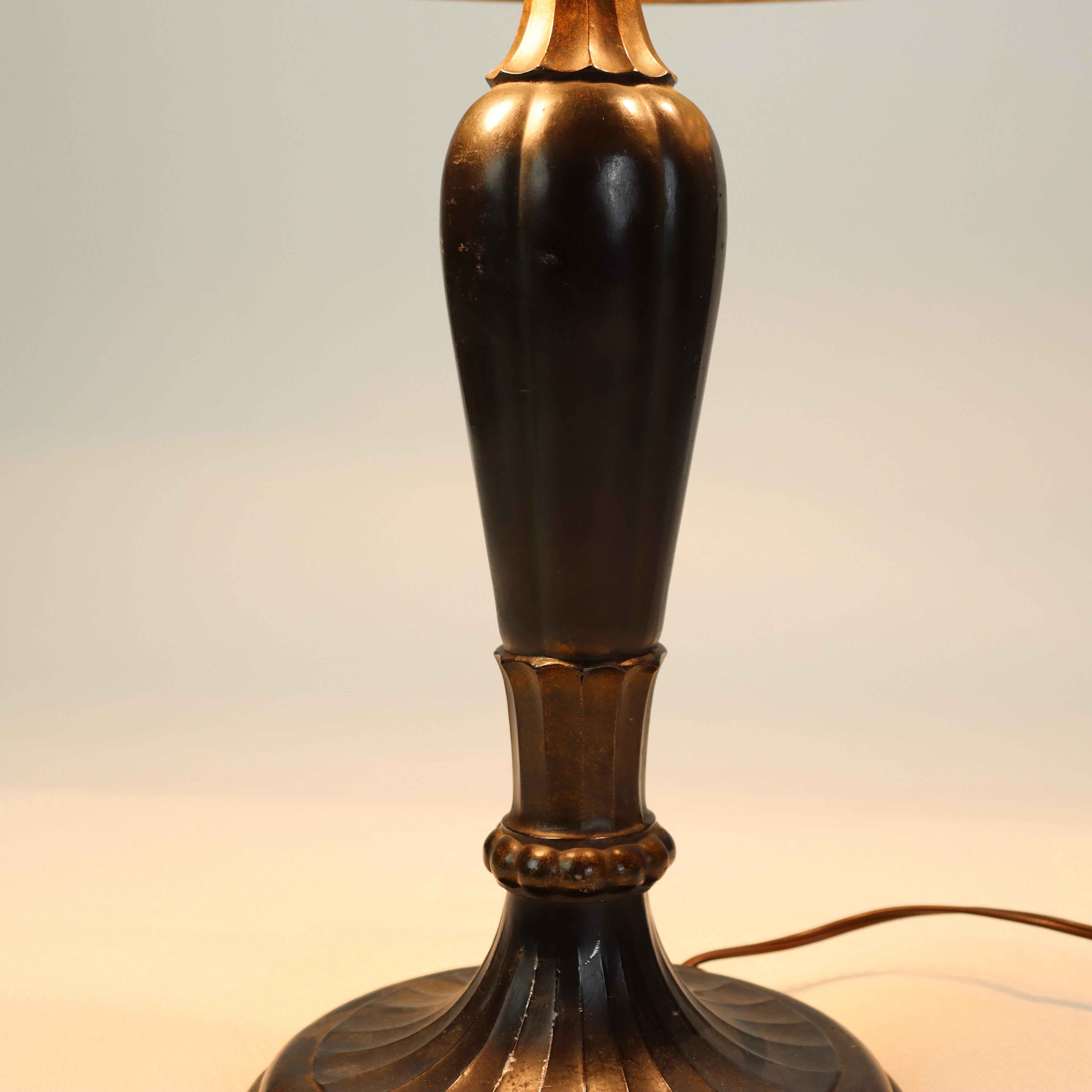 Antigua lámpara de mesa Jefferson Arts & Crafts pintada al revés C1920 en Bueno estado para la venta en Big Flats, NY