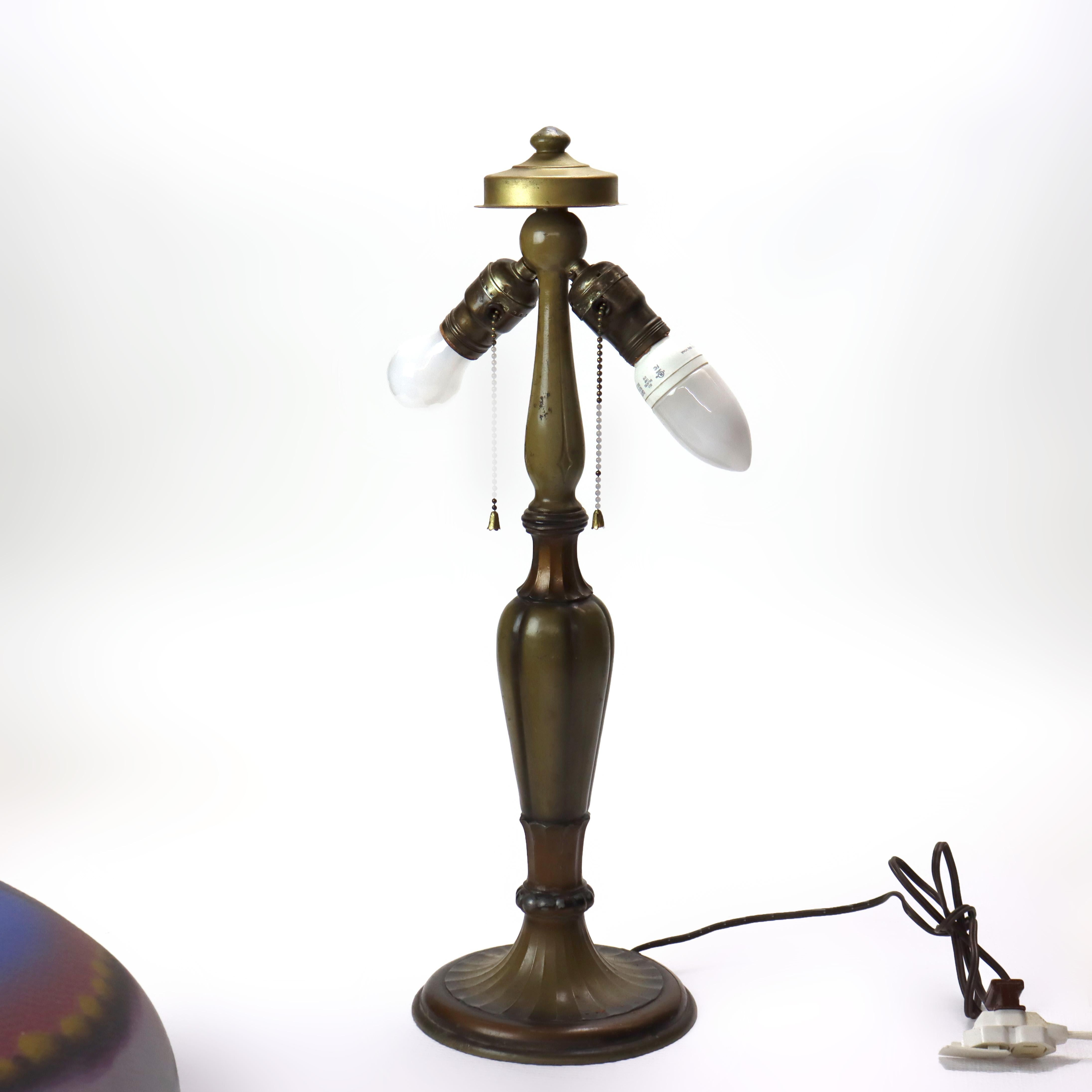 Antique Jefferson attr Reversed Painted Scenic Landscape Table Lamp c1920 For Sale 7