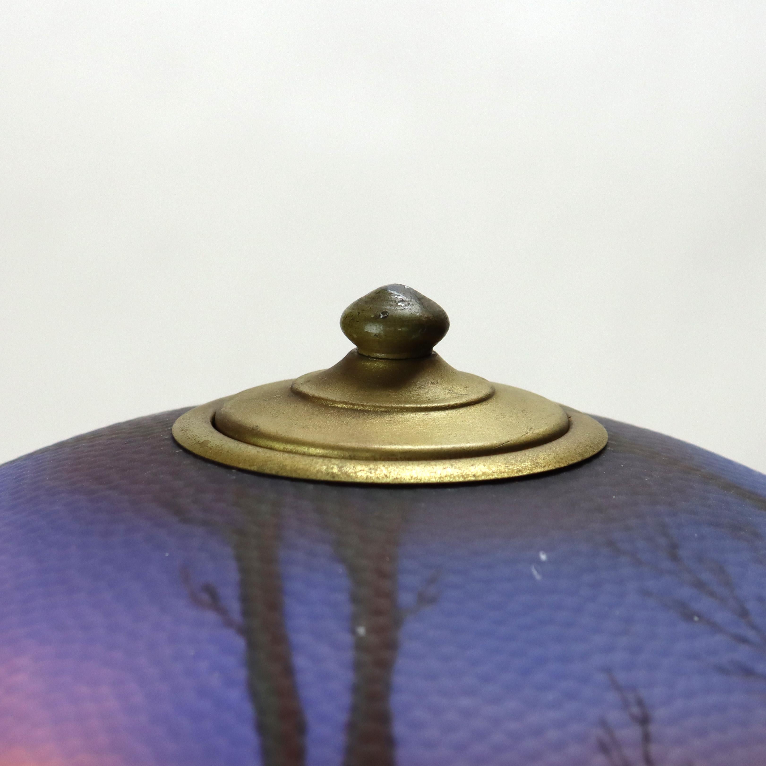 20th Century Antique Jefferson attr Reversed Painted Scenic Landscape Table Lamp c1920 For Sale