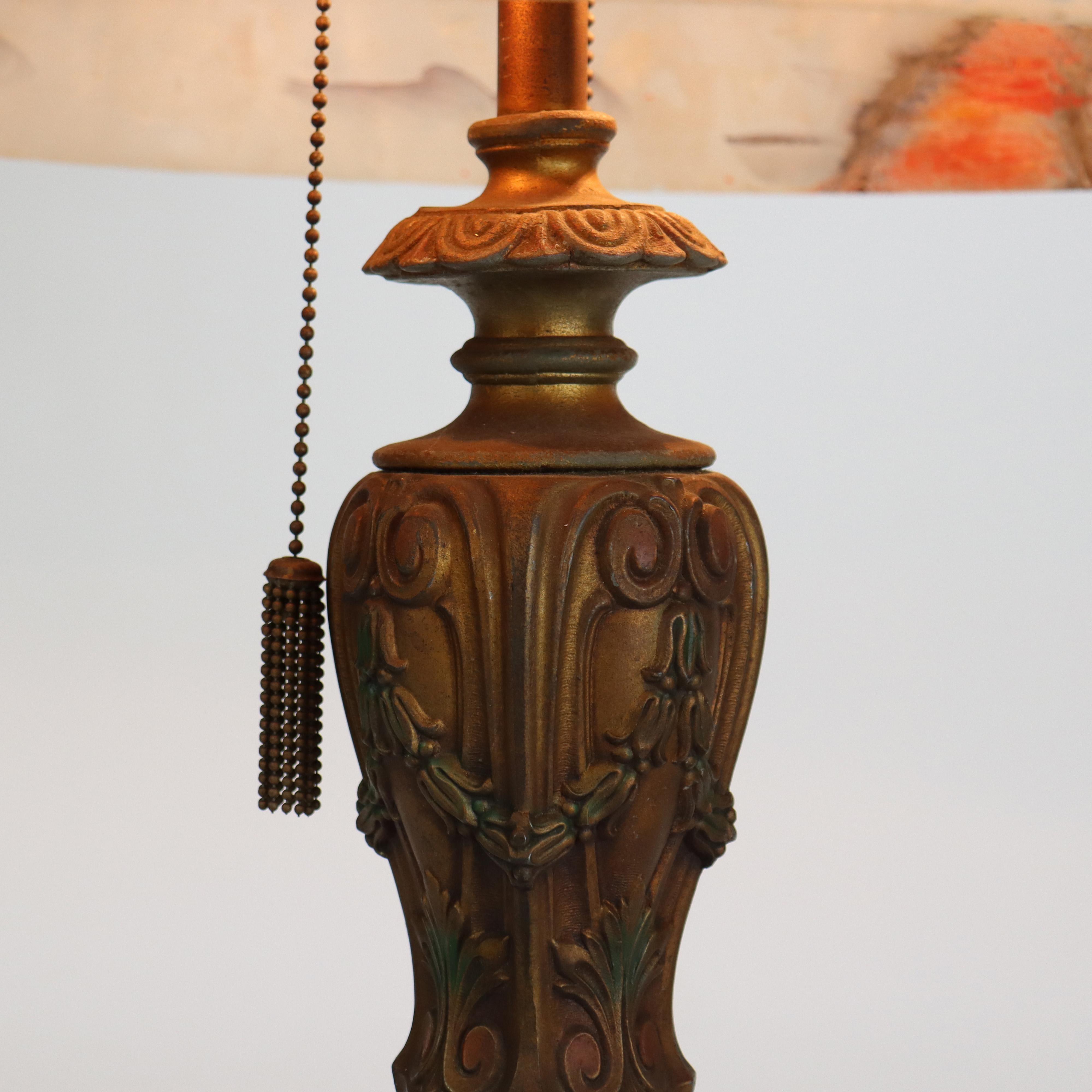 Antique Jefferson Textured Reverse Painted Landscape Table Lamp c1920 en vente 5
