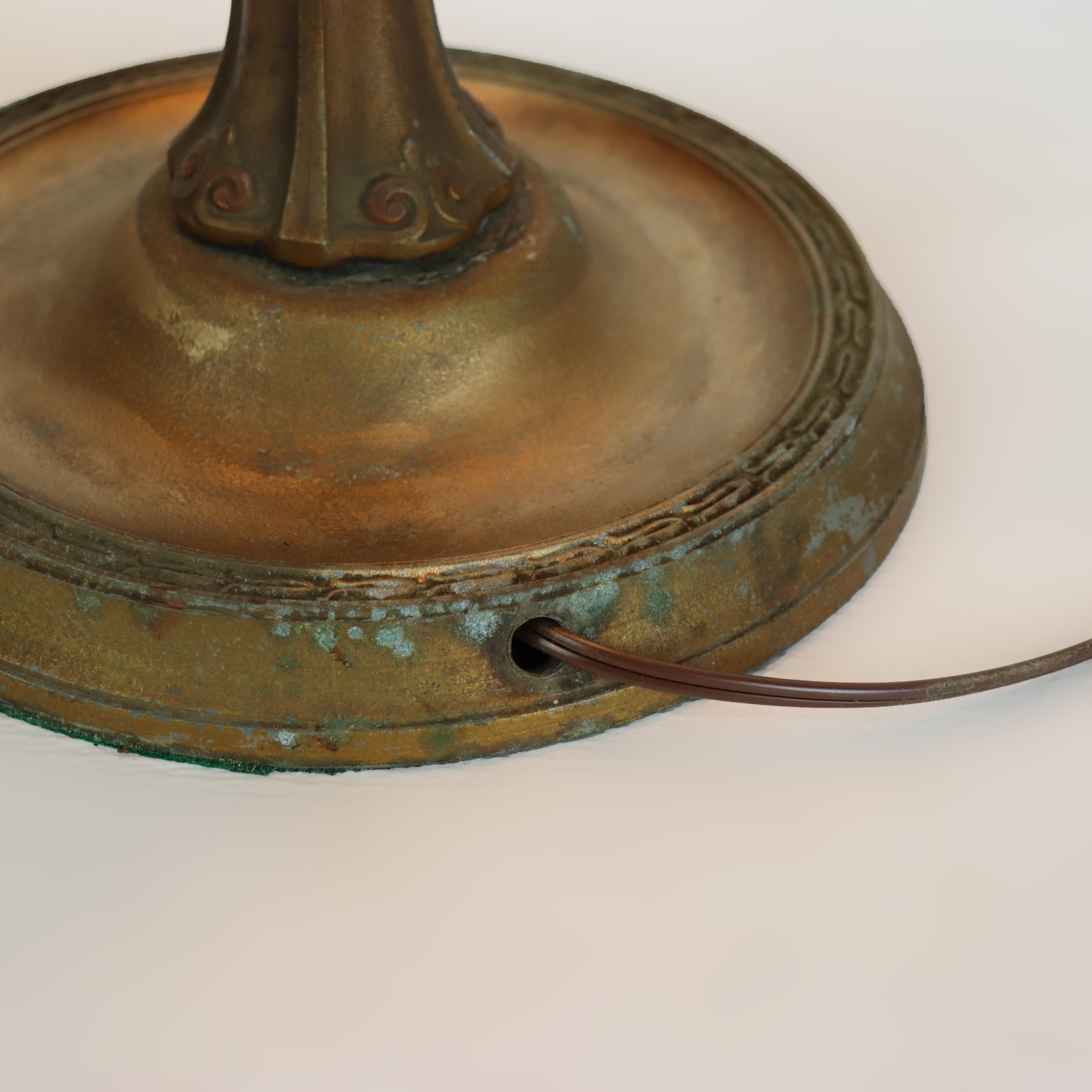 Antique Jefferson Textured Reverse Painted Landscape Table Lamp c1920 en vente 7