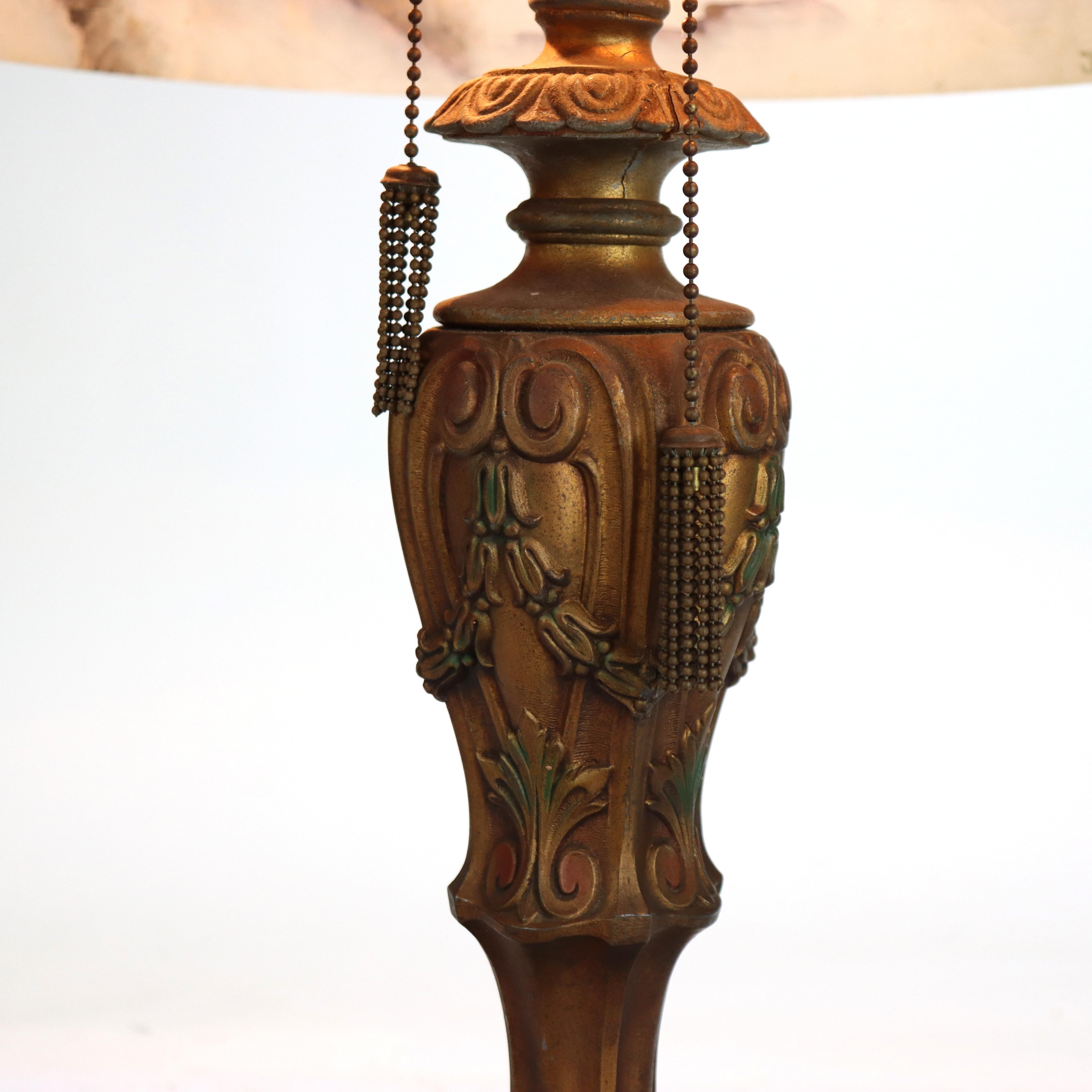 Antique Jefferson Textured Reverse Painted Landscape Table Lamp c1920 Bon état - En vente à Big Flats, NY