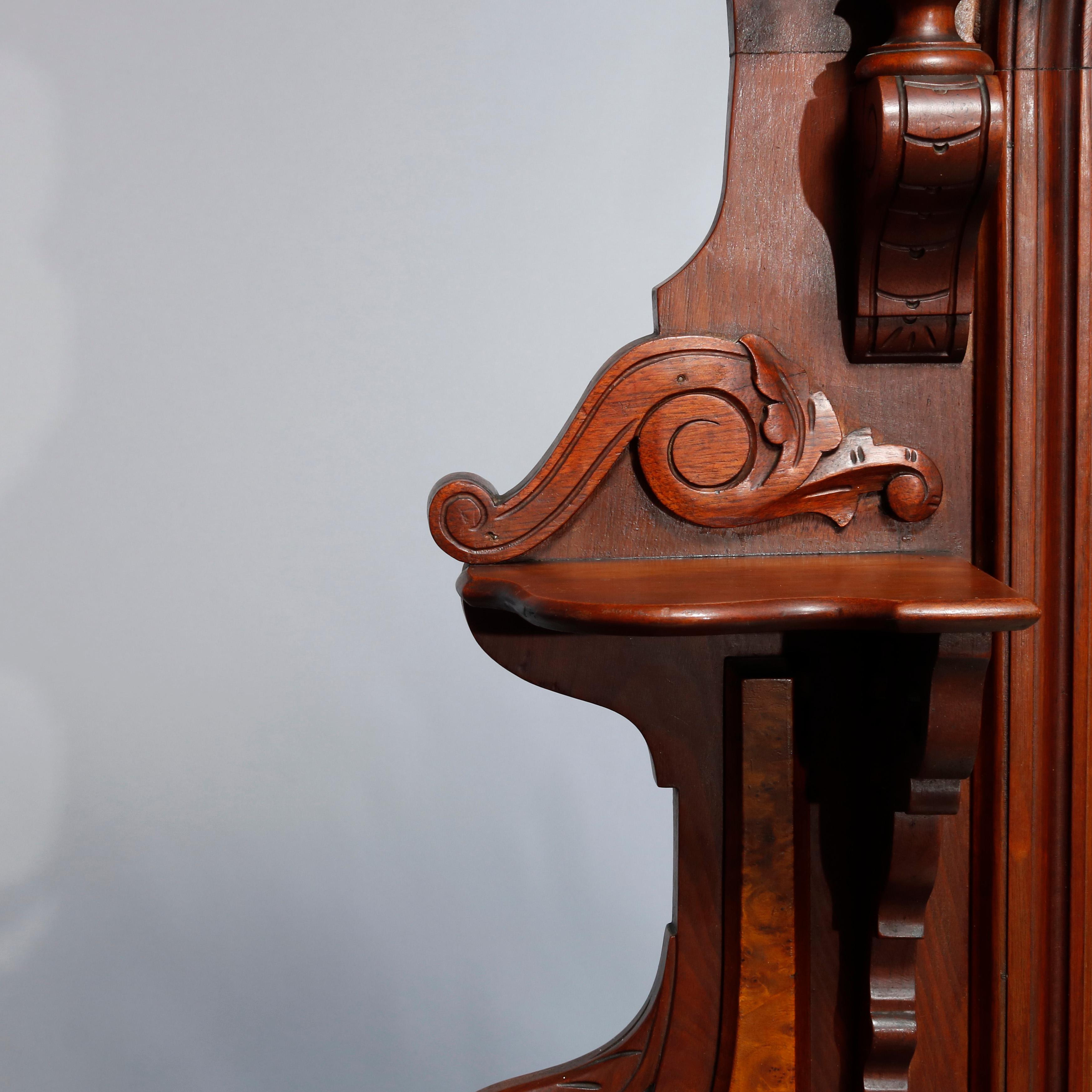 Antique Jelliff Renaissance Revival Carved Walnut, Burl & Marble Dresser, c1870 2