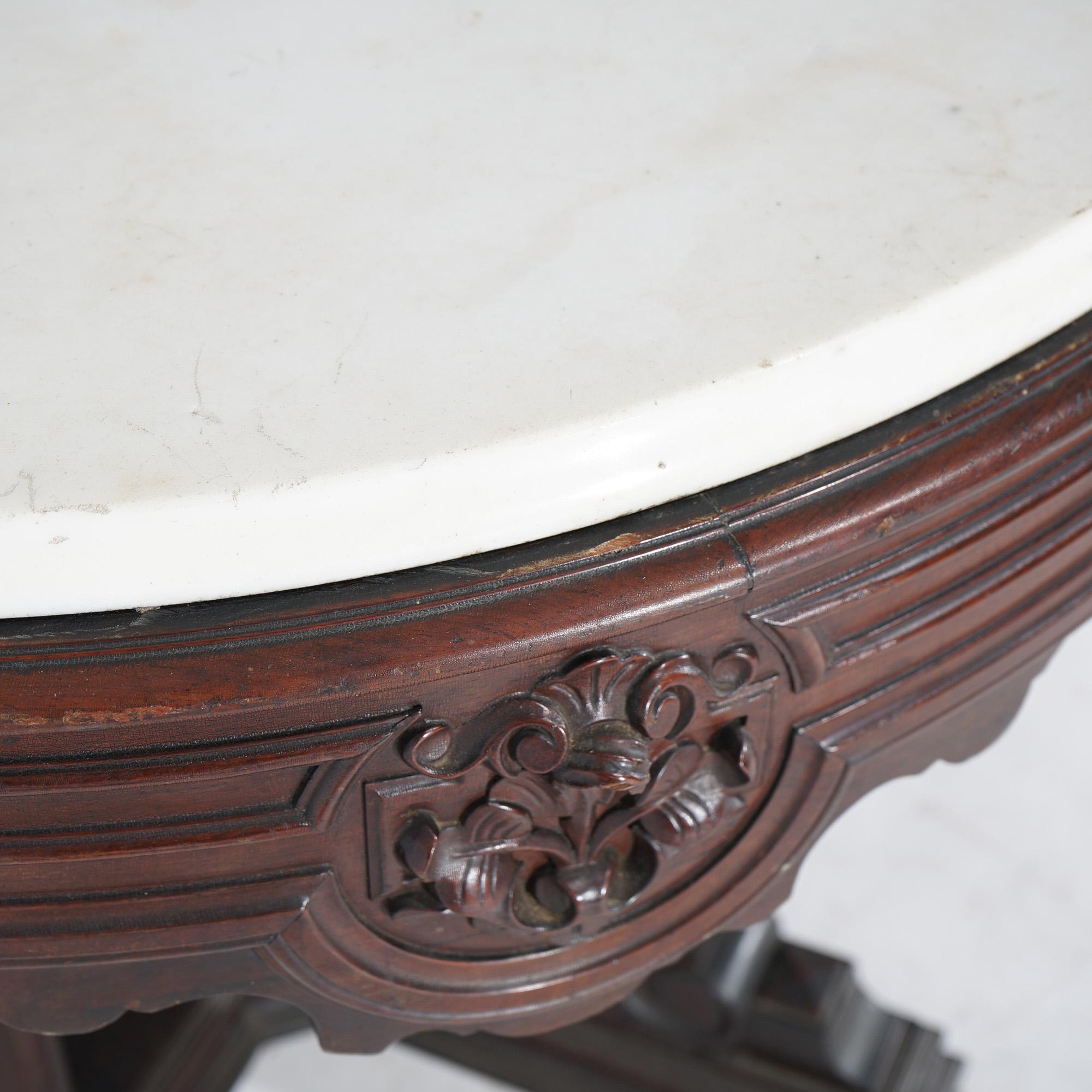 Antique Jelliff School Renaissance Carved Rosewood Marble Top Center Table C1880 7