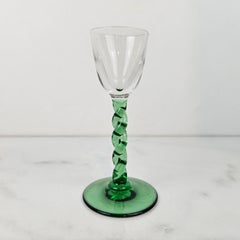 Antique Jenever Glass with Twisted Green Stem, 1900's