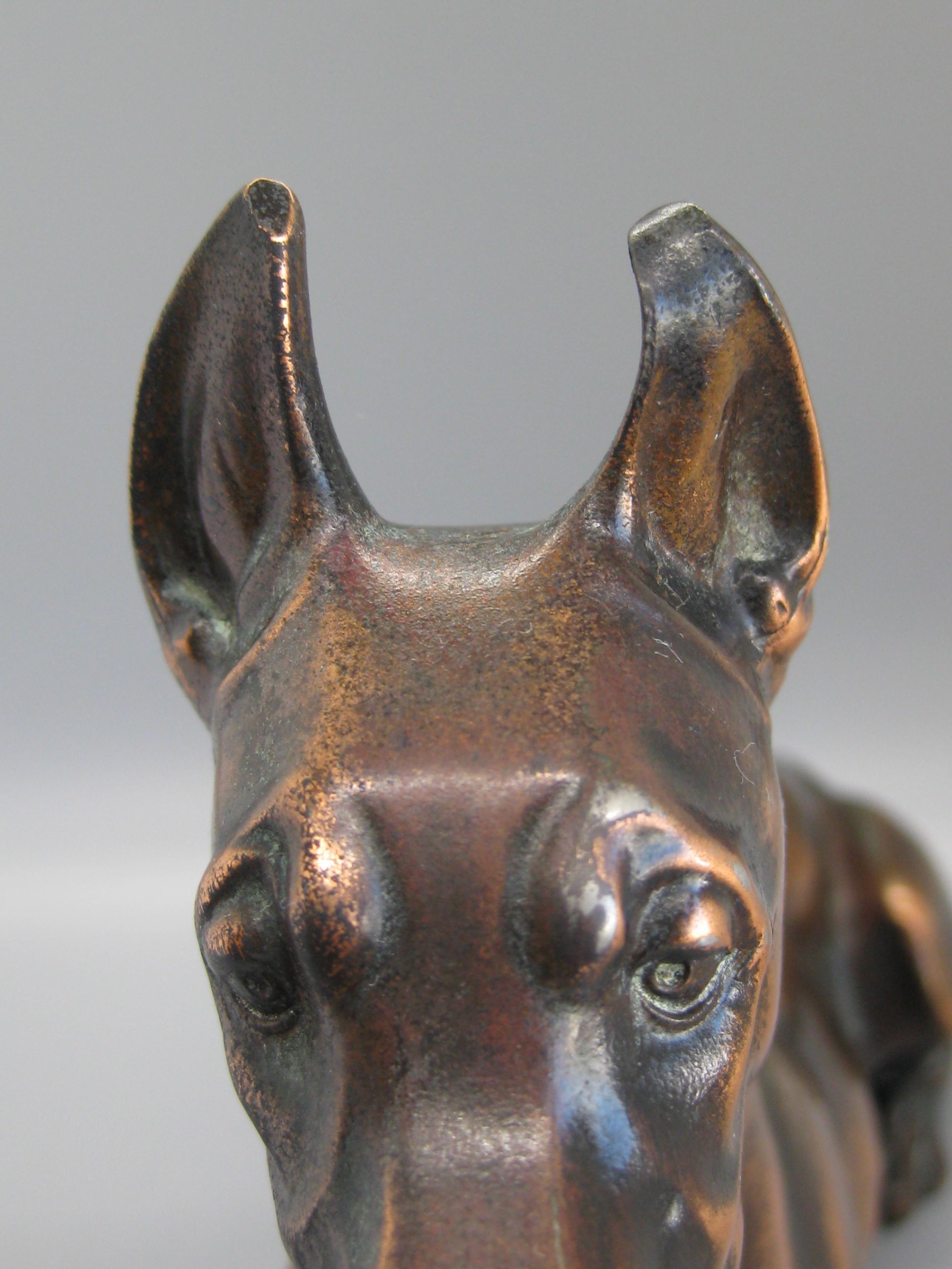 Antique Jennings Brothers Doberman Pinscher Dog Figural Bronze Figure Sculpture 2