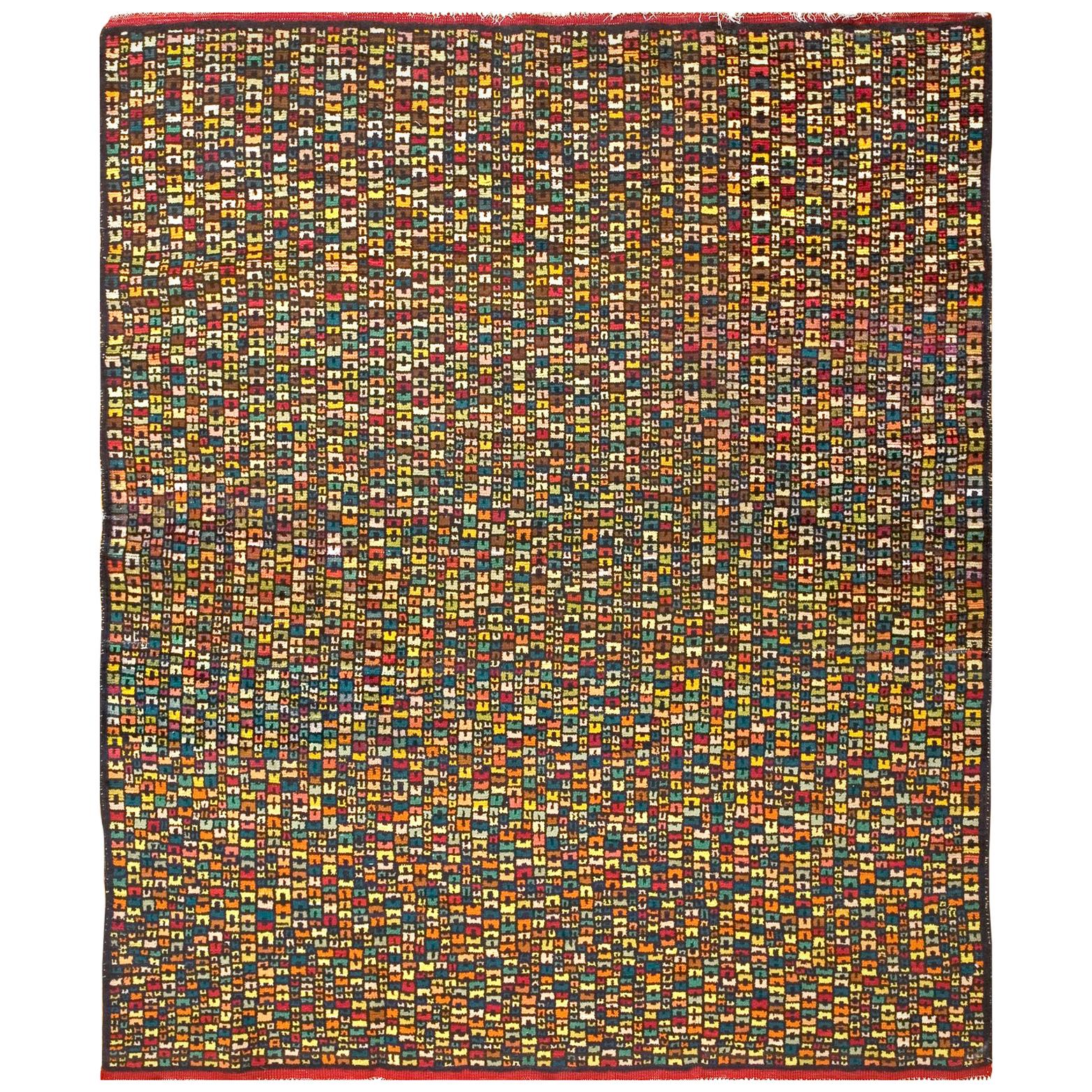 Early 20th Century Jerusalem Carpet in Bauhaus Style ( 5'6" x 6'8" - 168 x 203 )